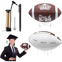 Seematn 4 Pcs Autograph Football Soccer Gift Blank Signature Official Size Footballs Gifts with Acrylic Stand and Signature Pen Pump Two Tone Panels for Coach Gifts Anniversary Birthday