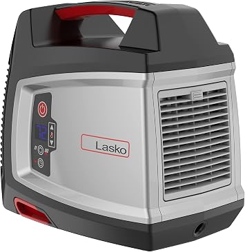 Lasko Elite Collection 1500-Watt Electric Ceramic Utility Space Heater with Timer for Garages, Basements, Workshops and More, CU12510, Silver/Black, Medium