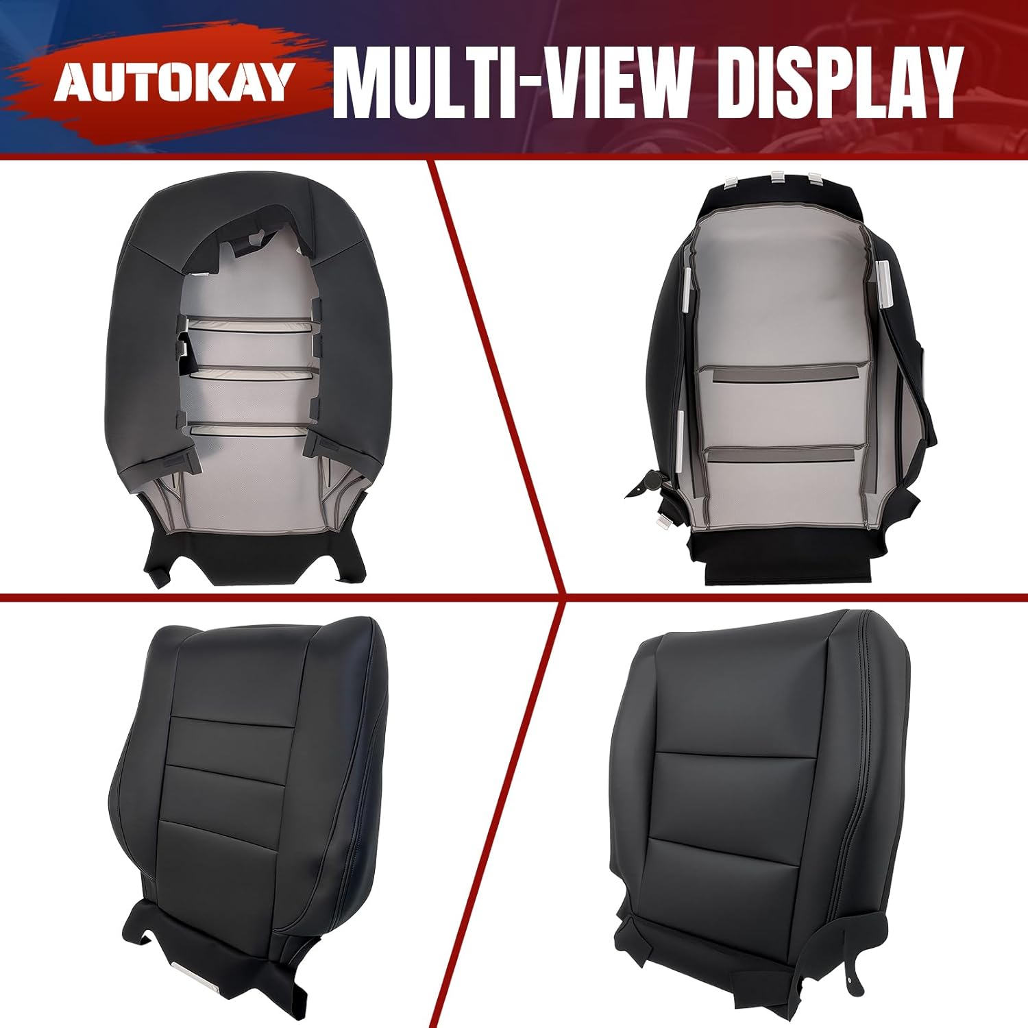 AUTOKAY Seat Covers, Driver Passenger Bottom Top Seat Cover Black Car Seat Covers Front Seats, Car Seat Cover Fits for Honda Accord 2008-2012