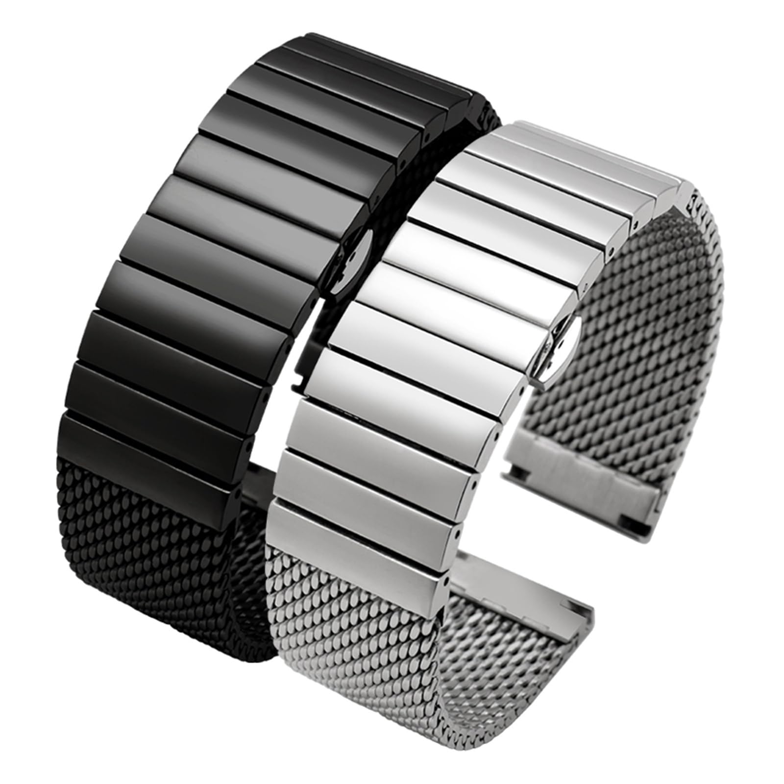 Watchband Metal Strap Mesh Bracelet 20 22mm Suitable For Daily Wear(G29-04-black,20mm)
