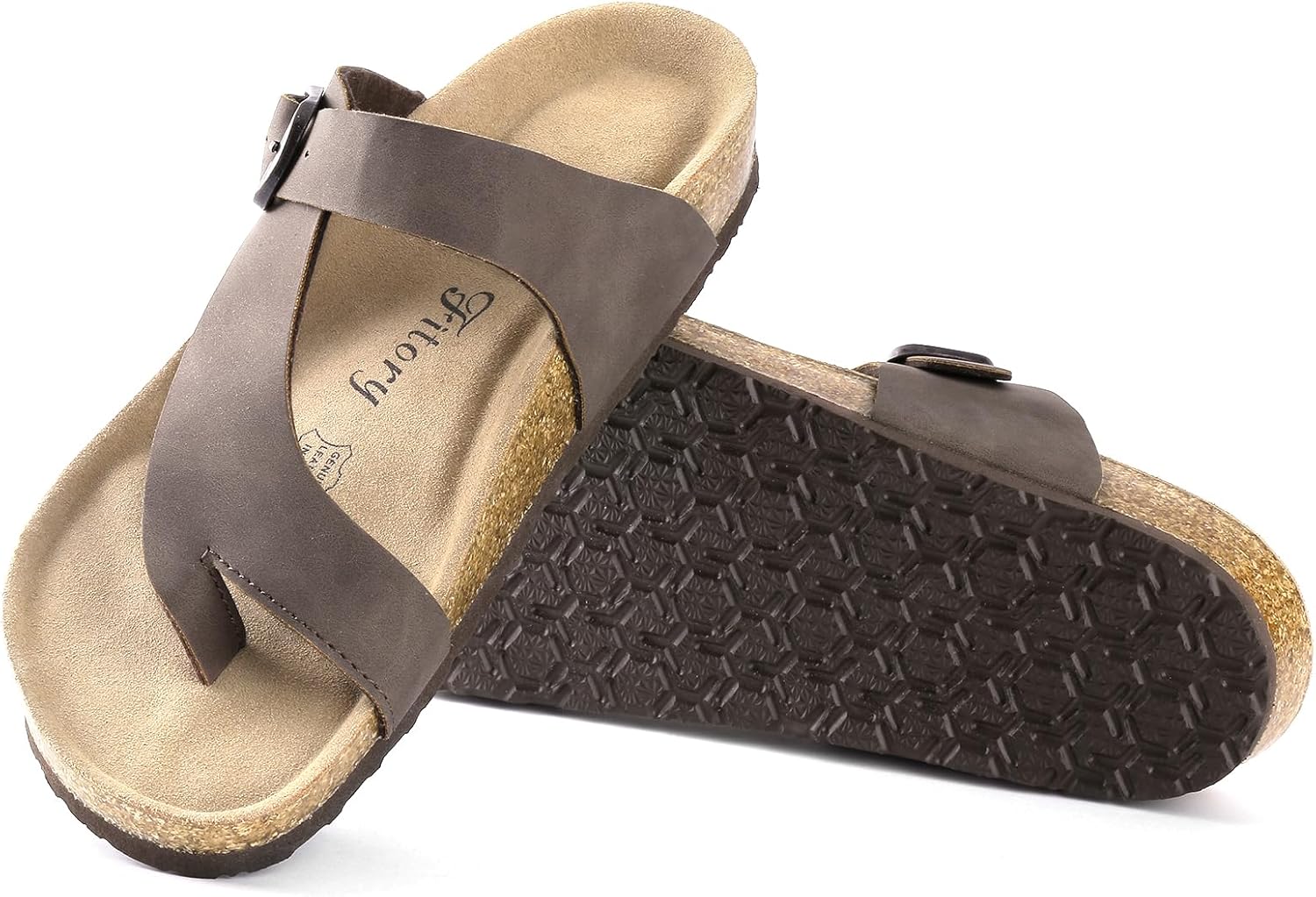 FITORY Women’s Cork Footbed Slide Sandals with Comfort Suede Lining,Summer Arch Support Flat Sandals Size 6-11