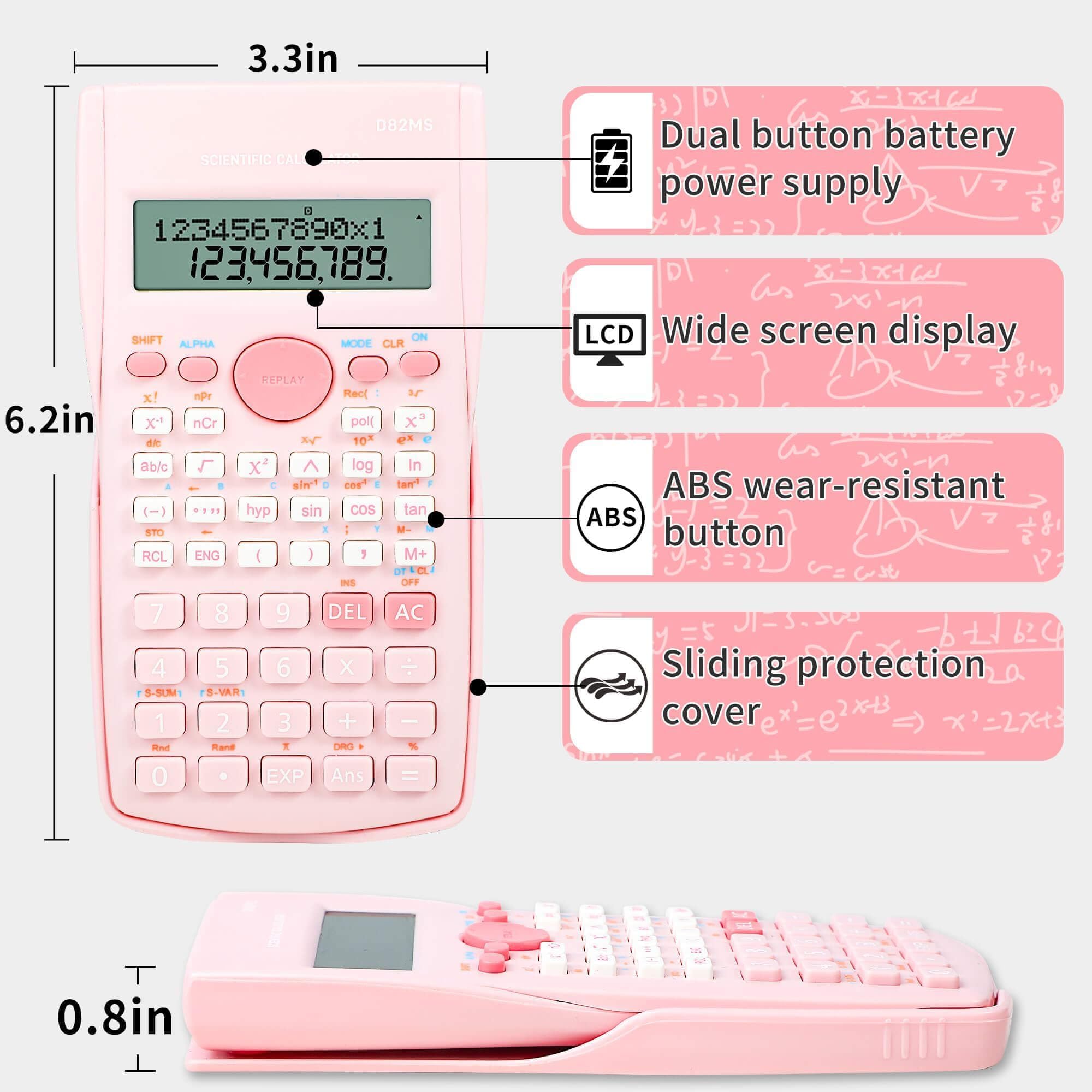 Calculatrice scientifique, calculatrice de mathématiques scientifiques à 2 lignes, calculatrice de fonction calculatrice pour étudiants, algèbre, géométrie, caculateur de base pour étudiants du