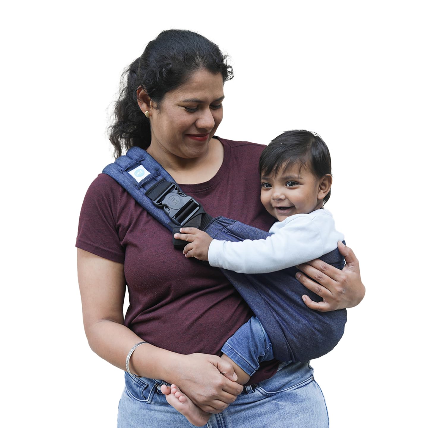 Soulslings Imbu Buckle Hip Sling Baby Carrier -100% Cotton - Denim | Baby Toddler Carrier | Baby Sling Carrier | Lightweight Sling Baby Carrier for Babies & Toddlers | Adjustable for 6 - 30 Months (Upto 20kg)