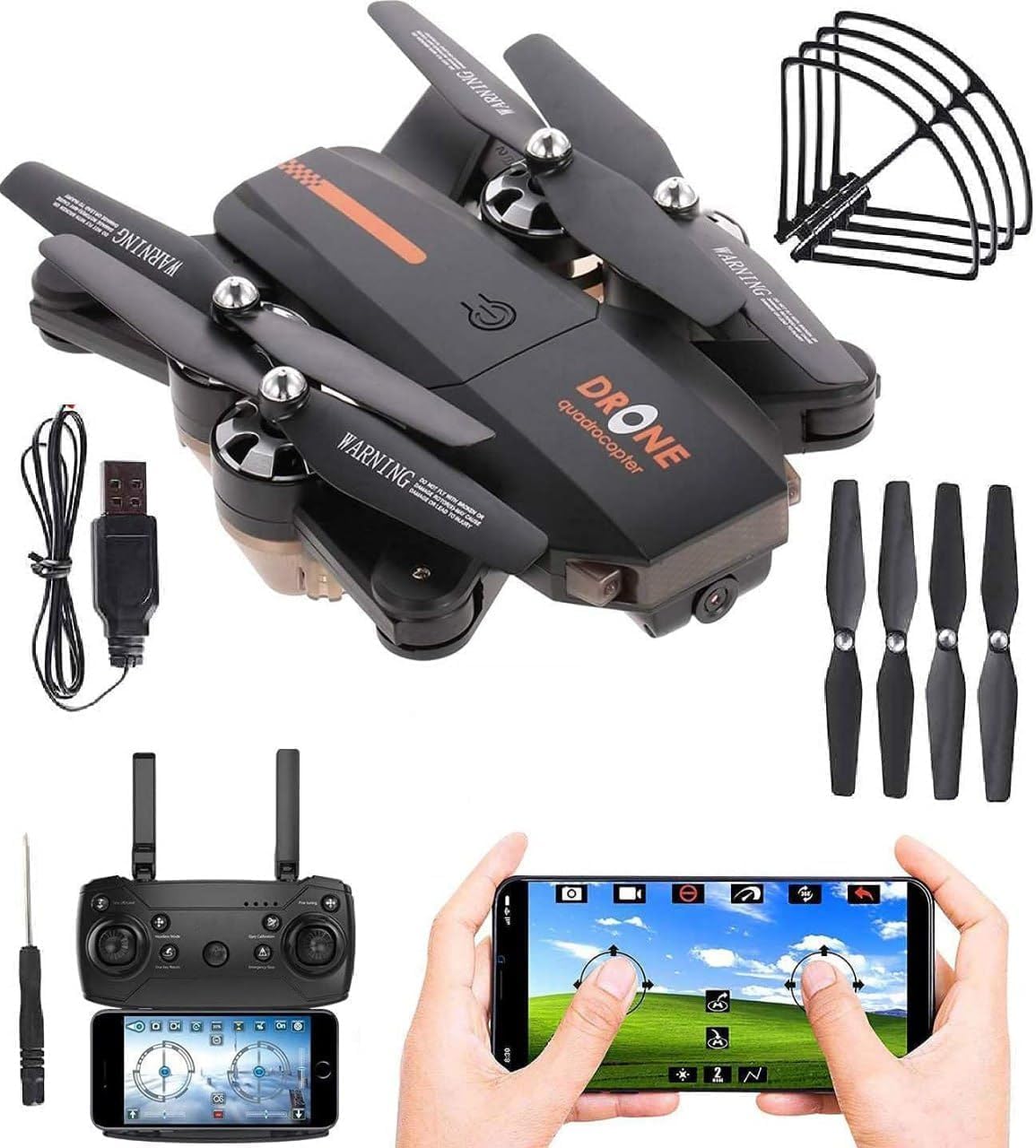 Drone with 4k Camera Foldable 1080P HD Drone with FPV Live Video, Smart Gestures Selfie, Altitude Hold, One Key Take Off/Landing, 3D Flips for Kids and Adults