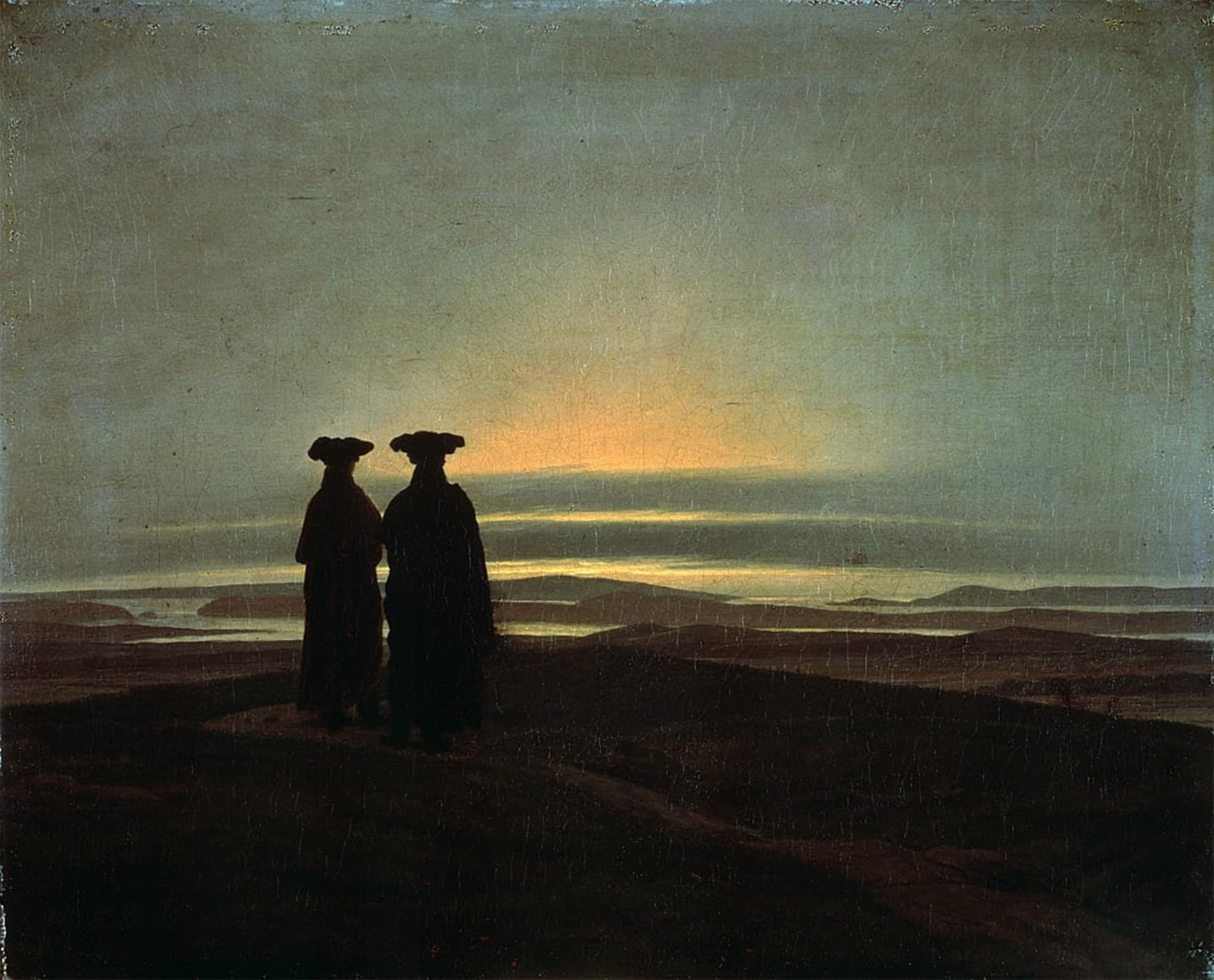 HRJUBWREE Retro Picture Art Painting Wall Poster Sunset Brothers Zwischen by Caspar David Friedrich Vintage Art Print for Home Decor 60x90cm