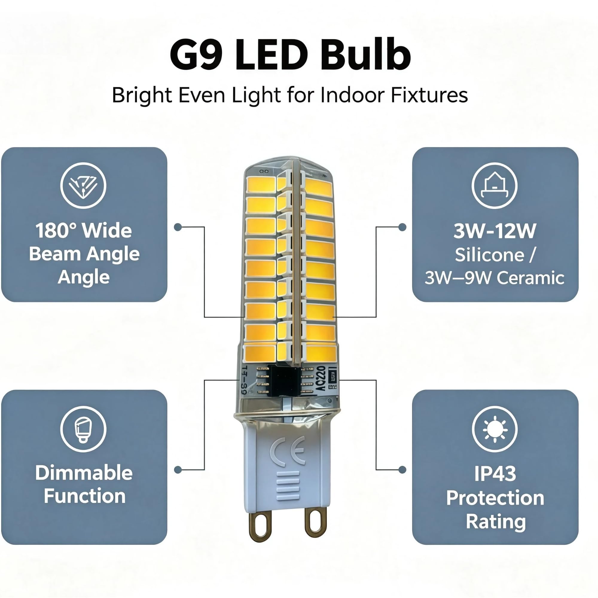 220v G9 führte 2700k-6000k 10pcs Silikon 12W weißes Licht