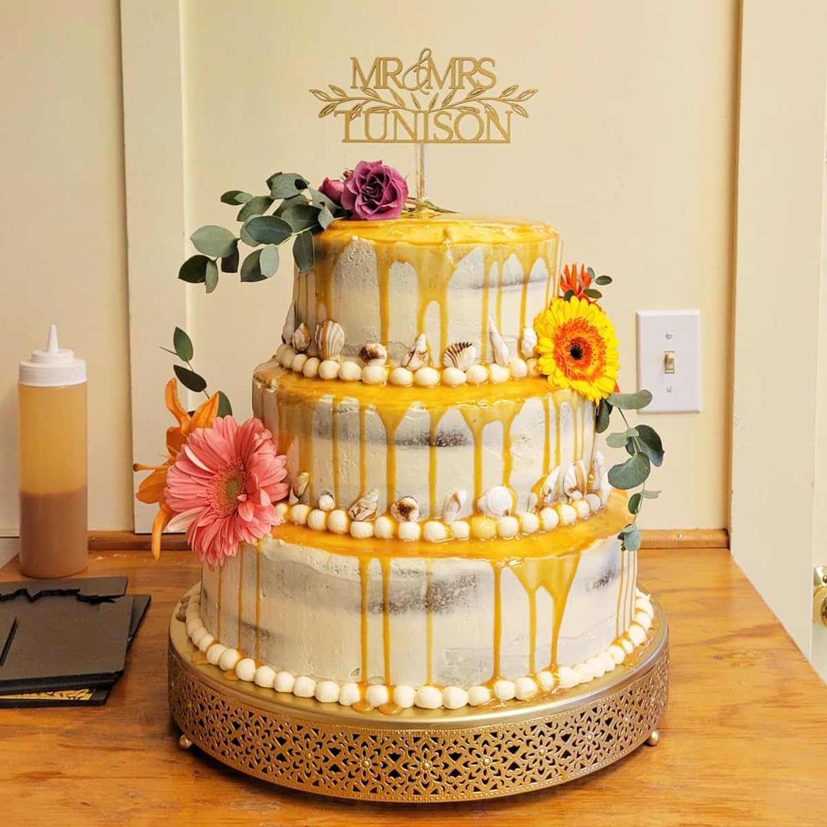 Cake Stand, Metal Round Cupcake Dessert Stand Cake Display Holder Cookies Fruit Serving Tray Decor for Wedding Party Birthday Baby Showers Anniversary (14in, Gold)