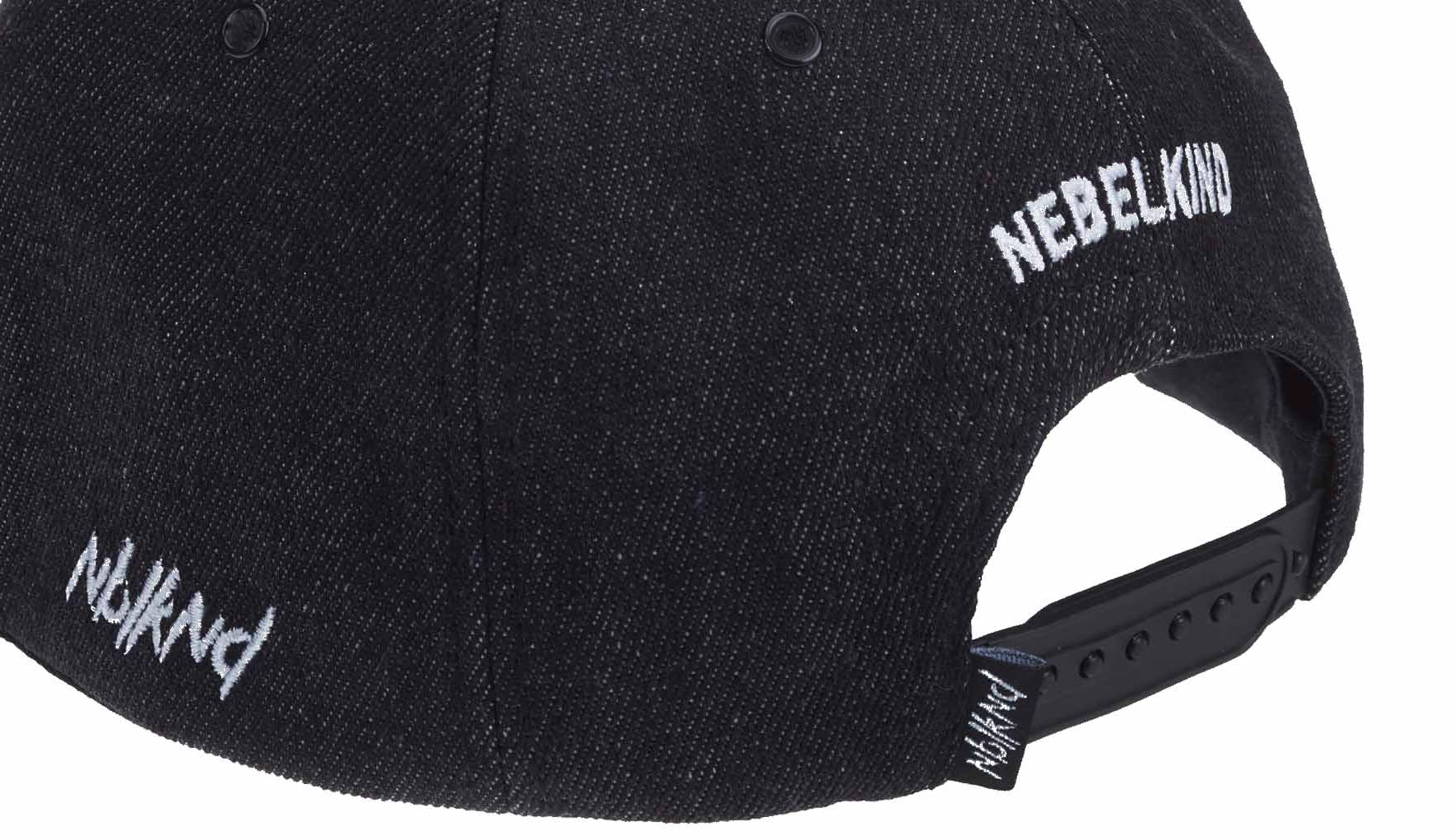 Nebelkind Czapka Snapback Męska Żeńska Czarna Denim, Jedna Rozmiar, Unisex, Czapka Bejsbolowa Wysokiej Jakości, Regulowana Rozmiar, Styl Streetwear, Czapka Bejsbolowa, Retro