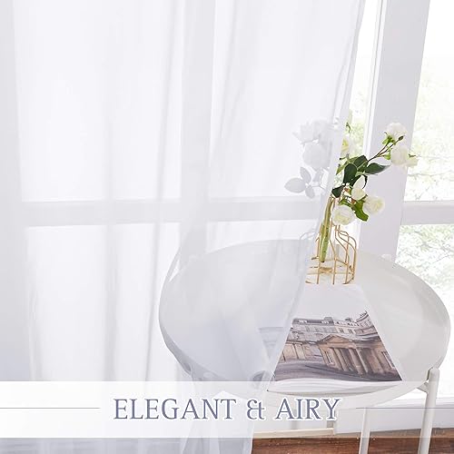 Miniatura 4 de NICETOWN Cortina de ventana de sala de estar, extra larga y ancha, con ojales, casual, de gasa transparente, aireada, tratamiento de ventana de