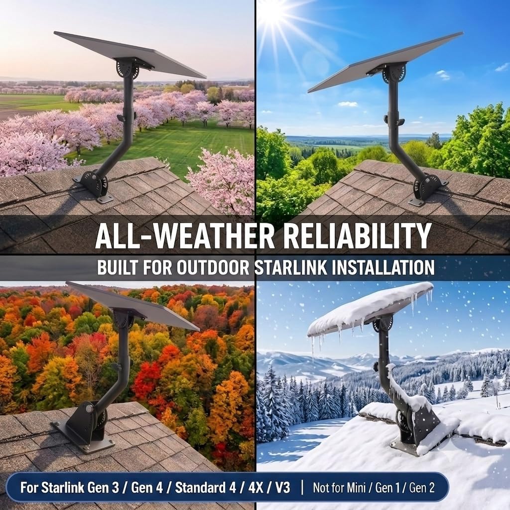 Standard 4/4X Mount for Starlink, Adjustable Outdoor Wall/Roof Mounting Kit