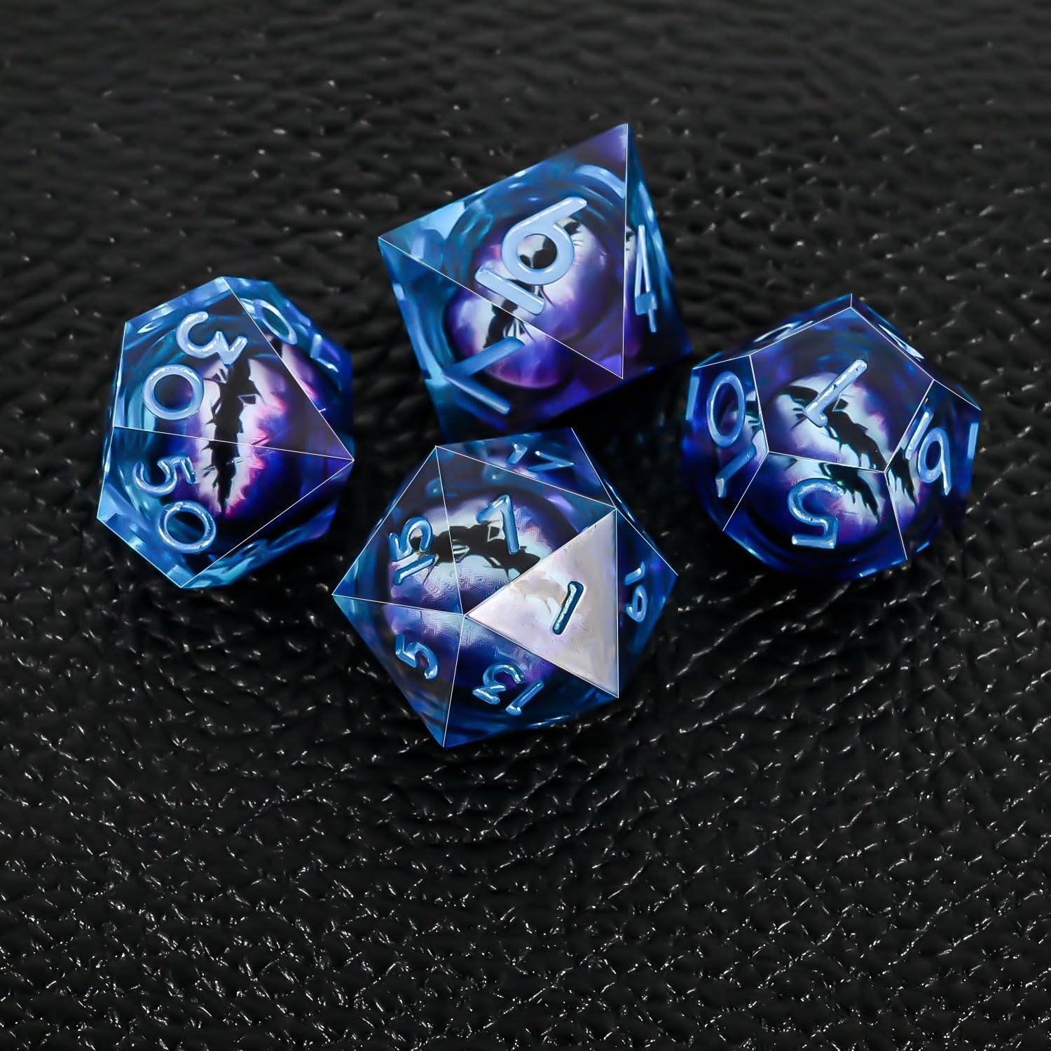 Resin Dice Set, Resin Edge Sharp for Dungeons & Dragons RPG, MTG Board Games with Gift Box (Purple and Blue Longan)
