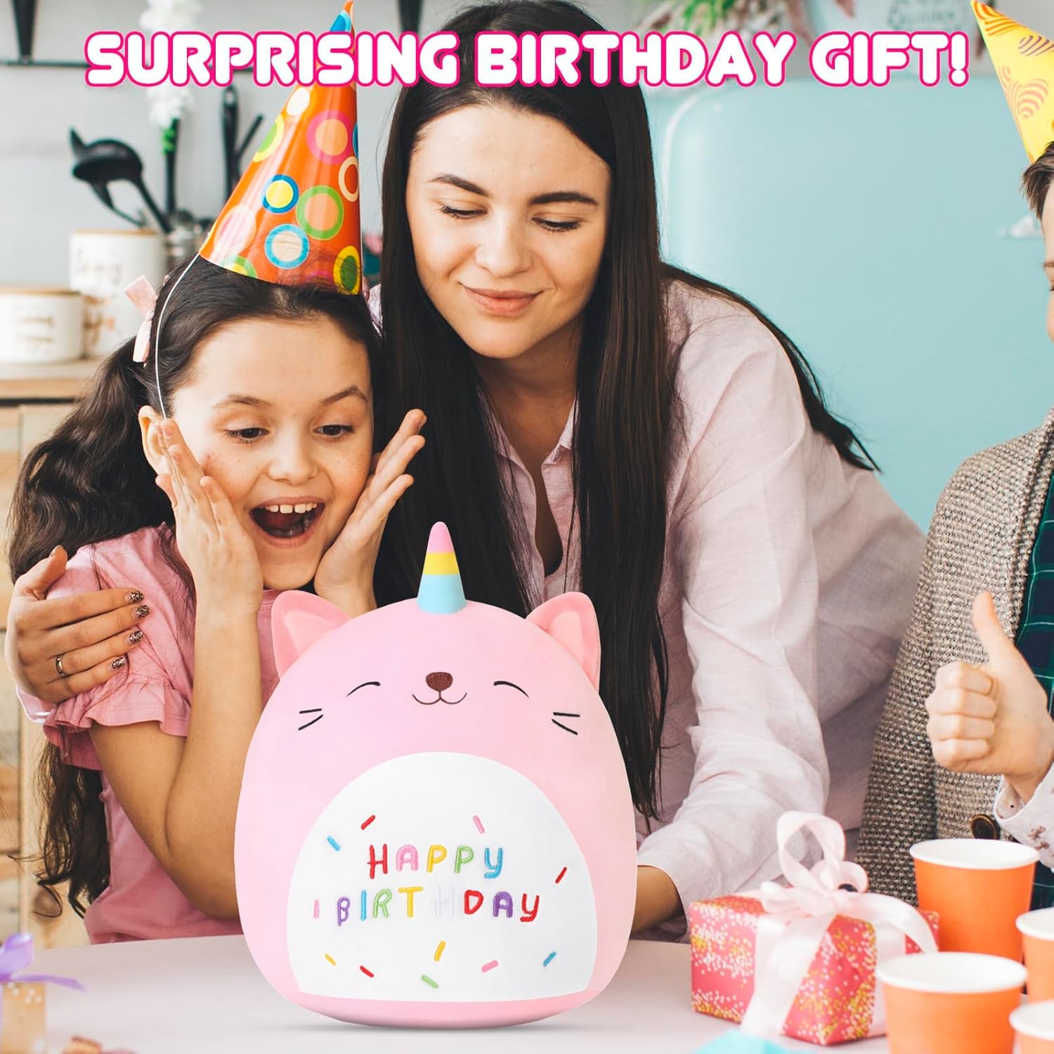 SQEQE Unicorn Cat Plush Kawaii Birthday Cat Plushies Pillow Cat Stuffed Animal Toy Soft Plushie Doll Gifts for Kids Decor(Caticorn, 8 Inch) - Image 9