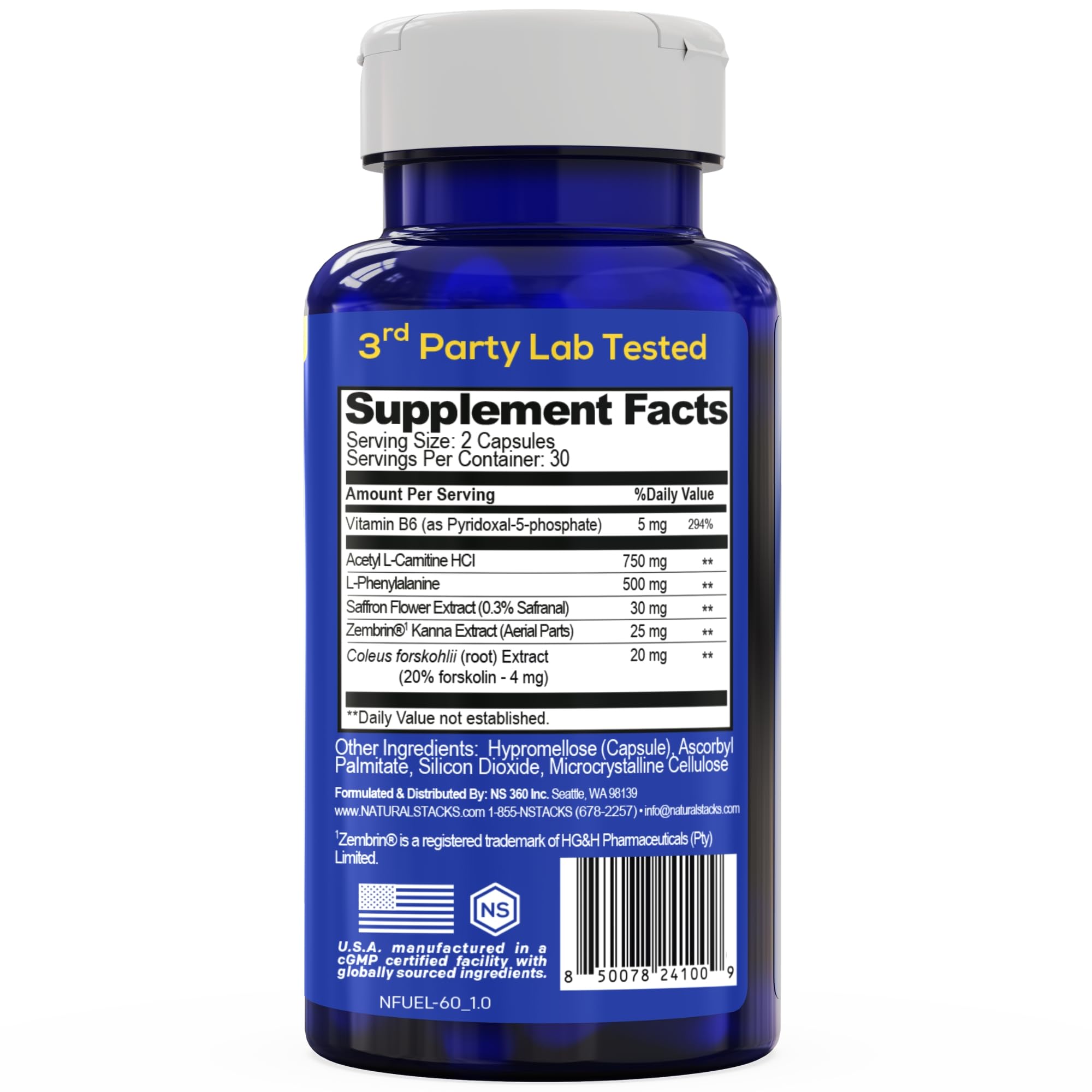 NeuroFuel Nootropic with Kanna Extract, Memory & Focus Support, 60 Capsules — Amazon image 6