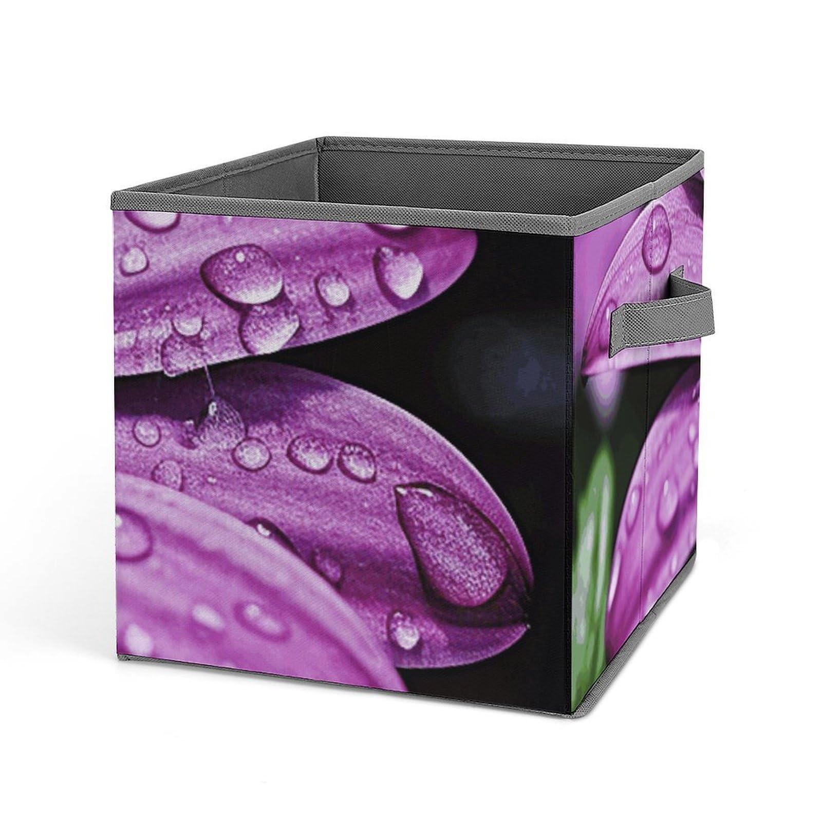 BTCOWZRV Purple Daisy Cube Storage Bins - 11 Inch Heavy Duty Fabric Closet Bins for Shelves, Cube Organizer - Collapsible Storage Boxes with Handle Decorative Clothing Storage Baskets