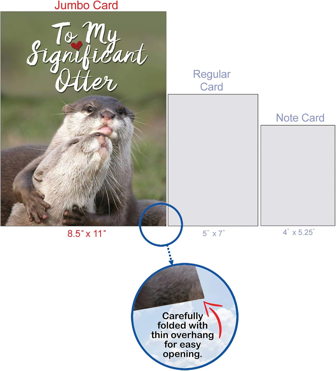 J5528VDG Jumbo Funny Valentine's Day Greeting Card: Significant Otters, with Envelope (Big Size: 8.5" x 11") - Image 5