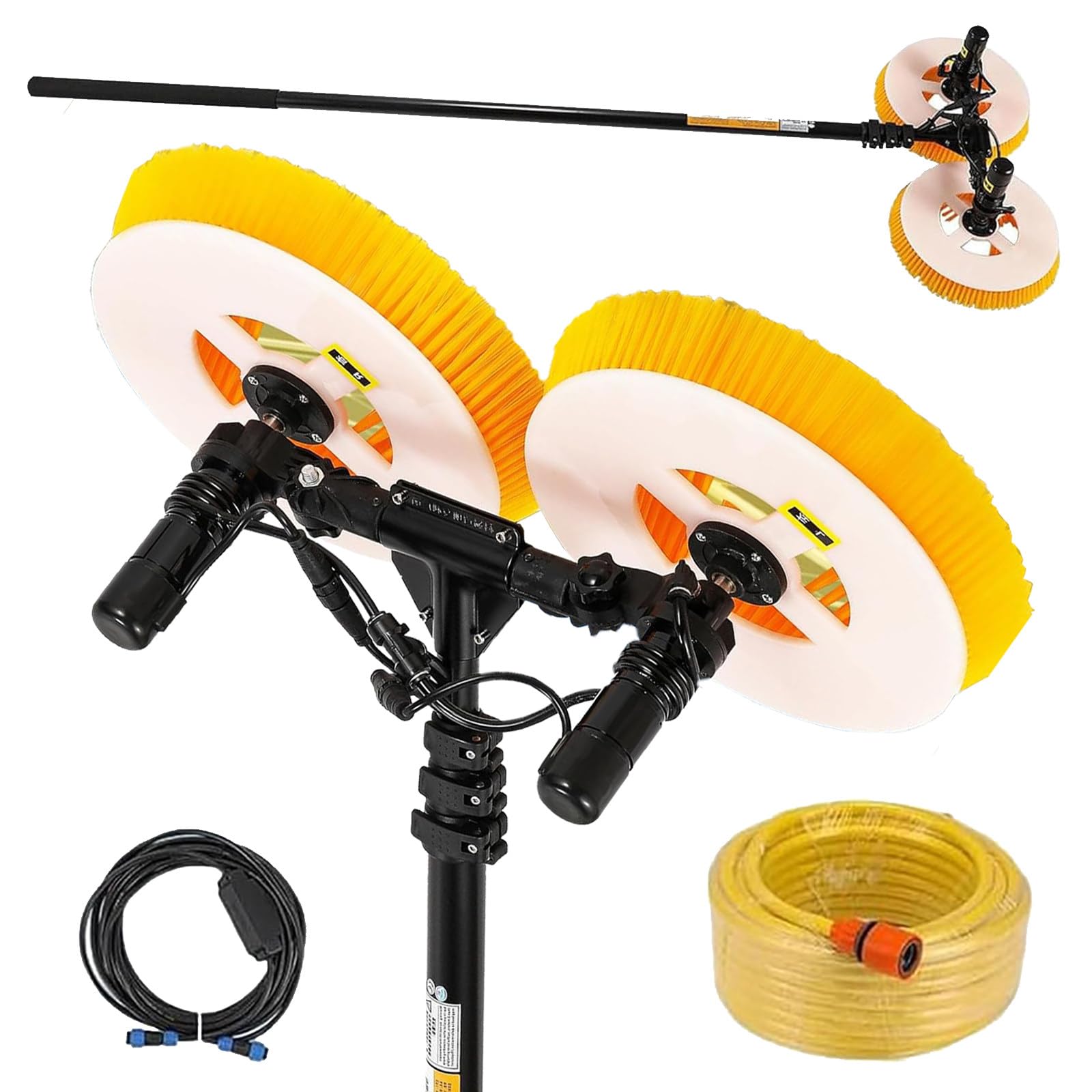 AYCDL Electric Solar Panel Cleaning Kit with 65cm Wide Water Fed Brush, Telescopic Pole, Lithium Battery, 7.5m/24ft - Efficient Photovoltaic Cleaner for Optimal Energ,Lithium Battery-3.5m/11ft