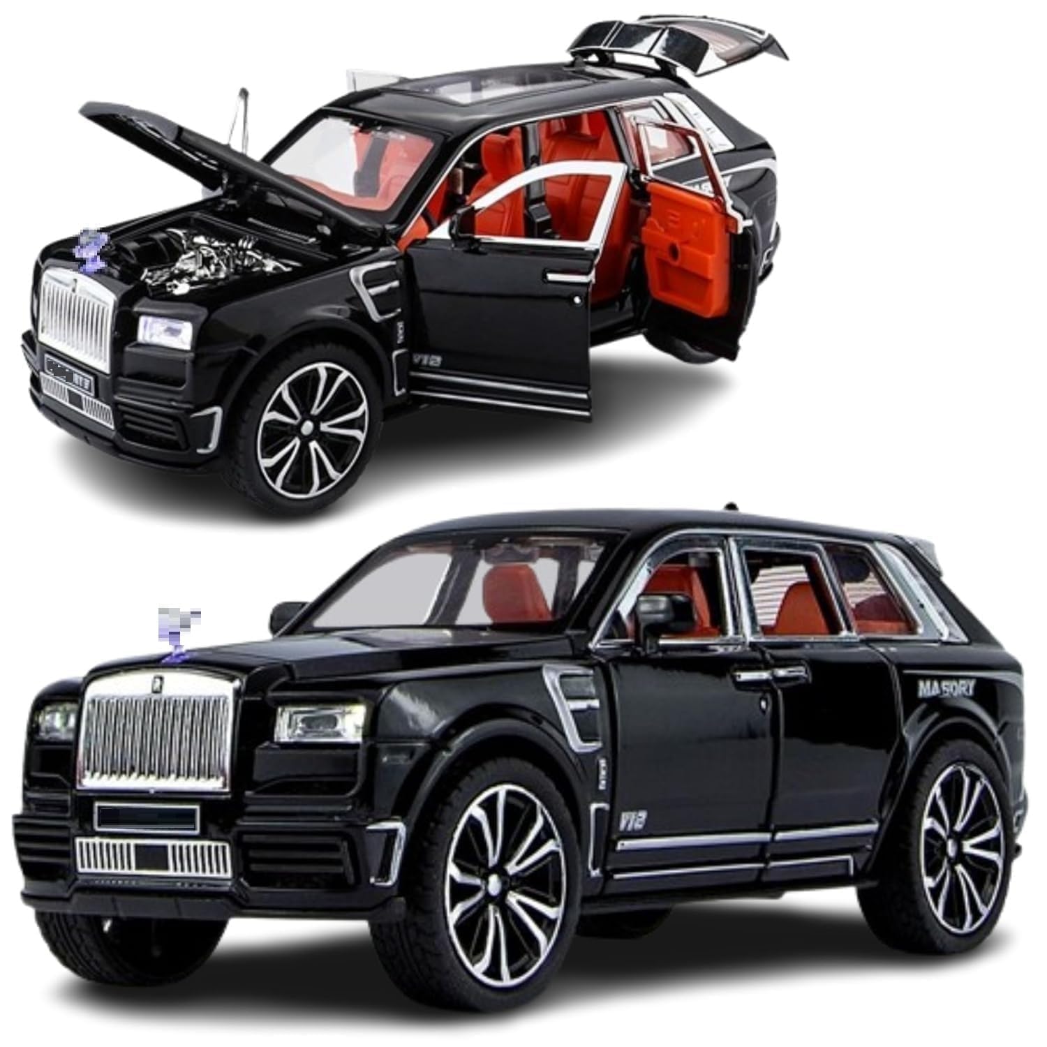 Sky Tech® Big Size Rolls-Royce Cullinan Model Exclusive Alloy Metal Car Pull Back Die-cast Car Toy car with Openable Doors & Light, Music Boys Gifts Toys for Kids (Cullinan 1:32)(Multi Color)
