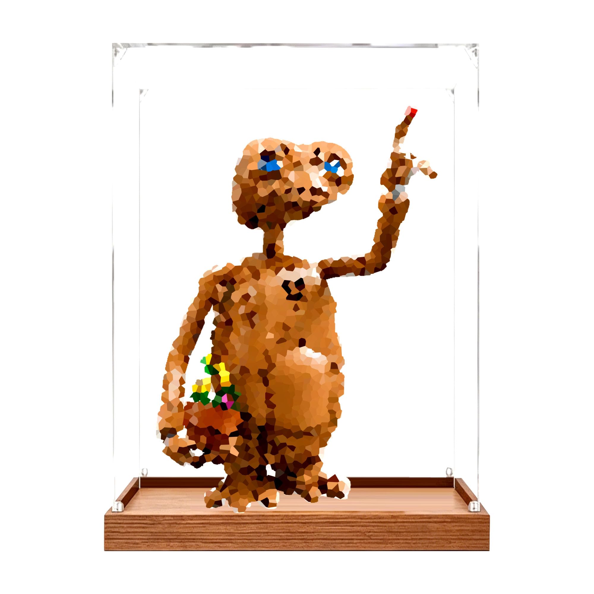 Acrylic Display Case for Le-go 21370 Alien Set,Clear Storage Box, Dustproof Protection Showcase (Display Box only, kit not Included) (3mm wood base)
