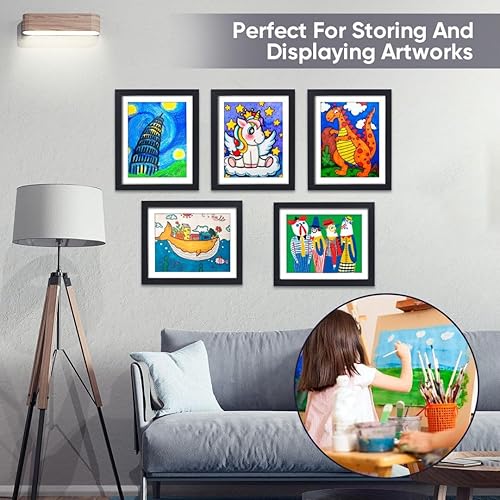 Vista 40 de Paquete de 2 marcos de obras de arte para niños, intercambiables, apertura frontal con capacidad para 150, proyectos de arte para niños, marco