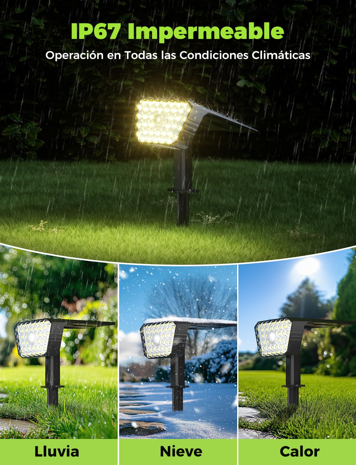 Luces Solares LED Exterior con Sensor de Movimiento, 4 Modos de Trabajo, IP67, Instalación en Pared o Suelo Foco Solar Exterior para Jardín, Patio y Garaje - 4 Piezas (Blanco Cálido)