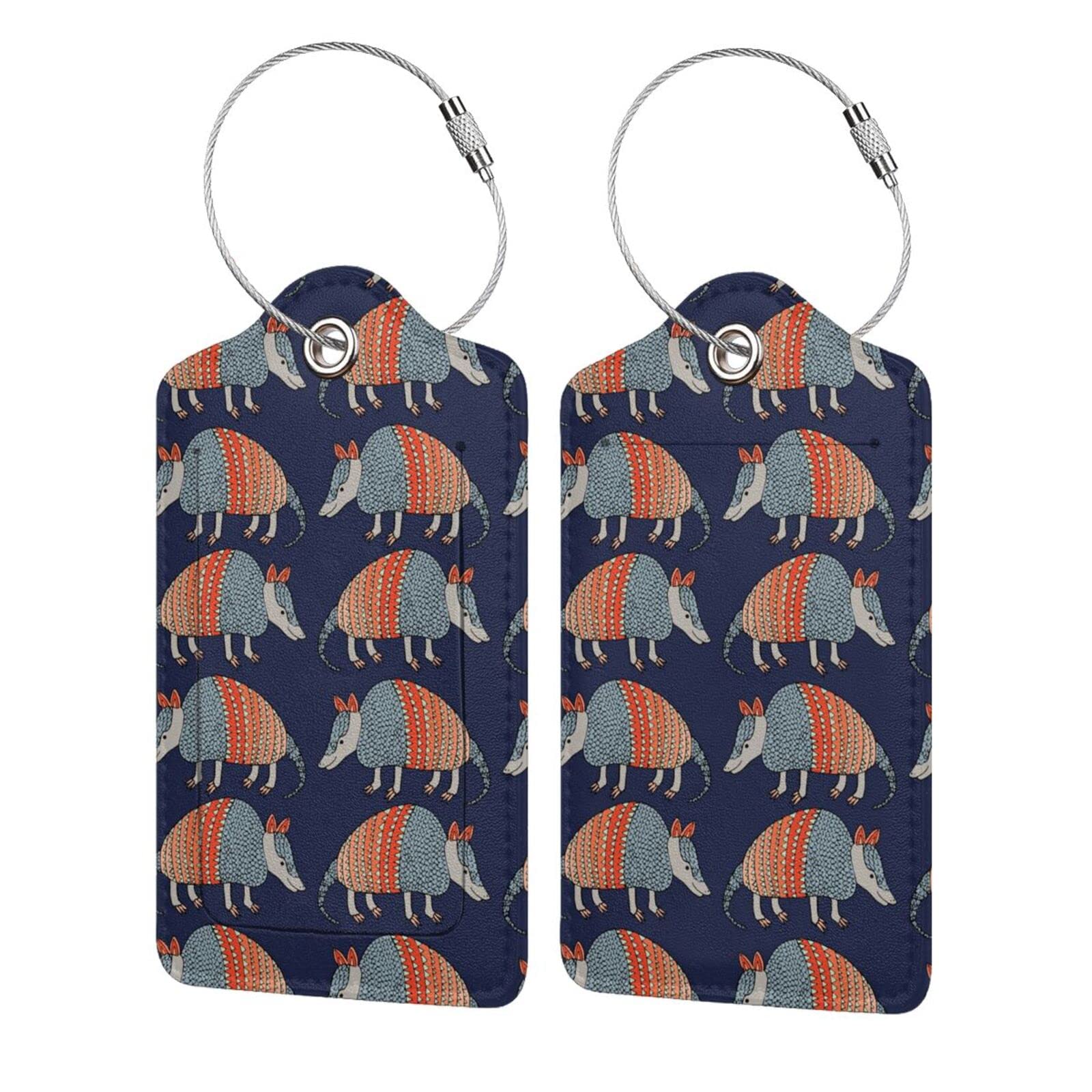 2 PCS Armadillo Pattern Luggage Tags PVC Name Id Labels for Travel Bag Suitcase