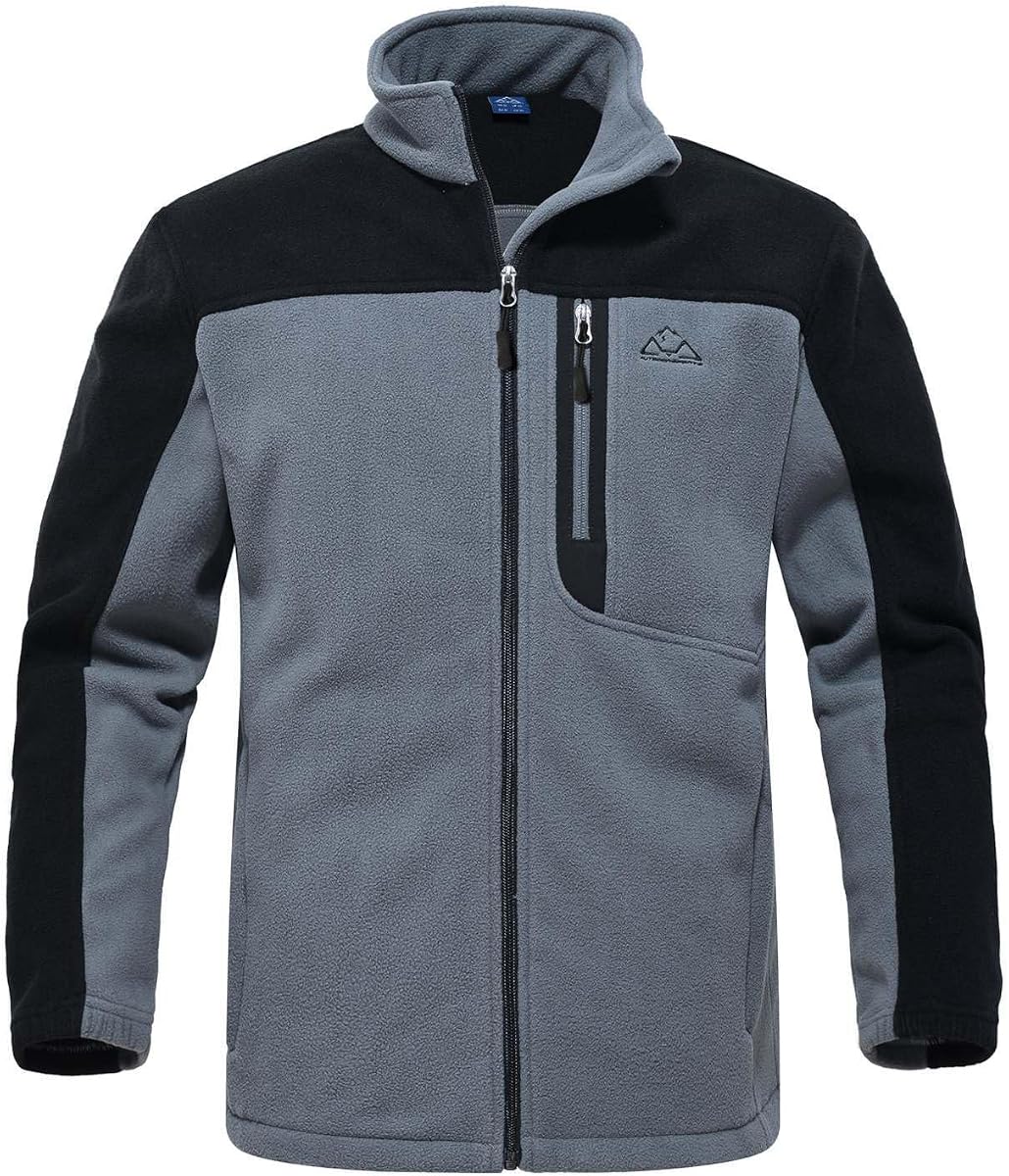 Rdruko Men's Fleece Jackets Full Zip Lightweight Outdoor Hiking Jackets | Warm, Soft, Zip Up, 5 Pockets, Casual, Winter Coat