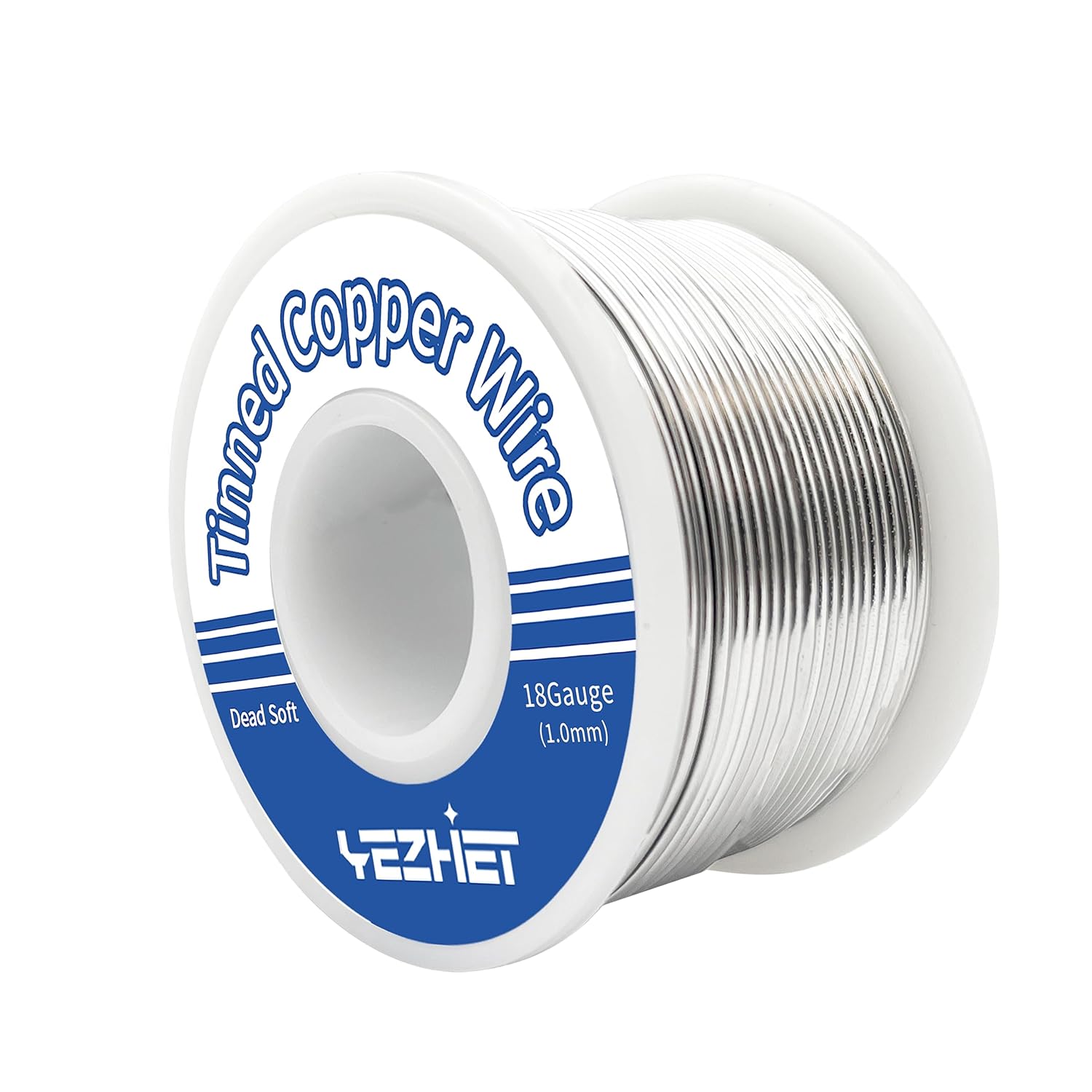 Tinned Copper Bus Bar Wire 108 Ft, 18 Gauge, 0.5LB Spool for Stained Glass Project, Crafts, and Jewelry Making