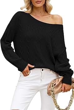 Women's 2023 Fall Casual Crochet Sweater Long Sleeve Off The