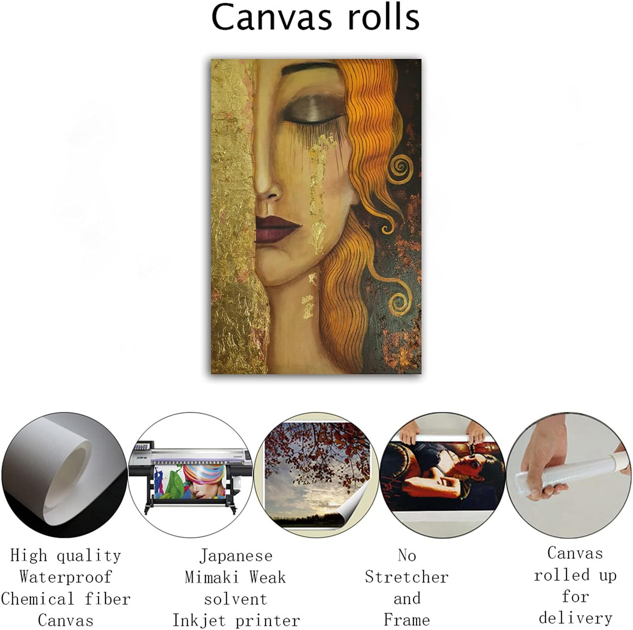 RAOMAAE Gustav Klimt Art Painting Freya Golden Tears Poster Print Canvas Wall Art Picture Modern Bedroom Decoration Poster (16x24inch(40x60cm),No Framed)