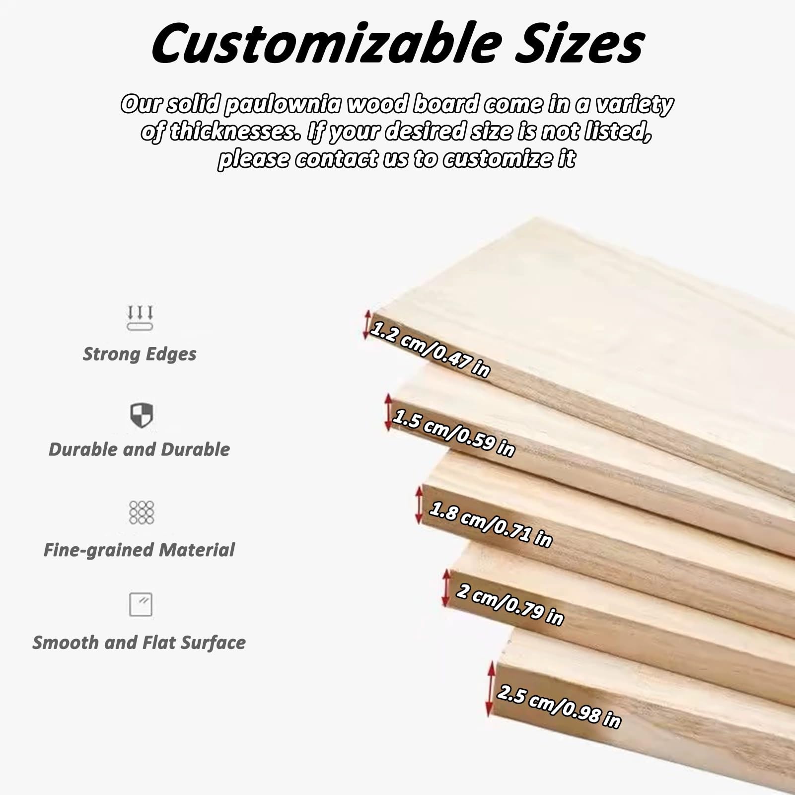 Tableros de madera maciza de paulownia sin terminar para manualidades, tallar, pintura, proyectos de bricolaje, modelos arquitectónicos, suministros de arte, carteles de madera en blanco