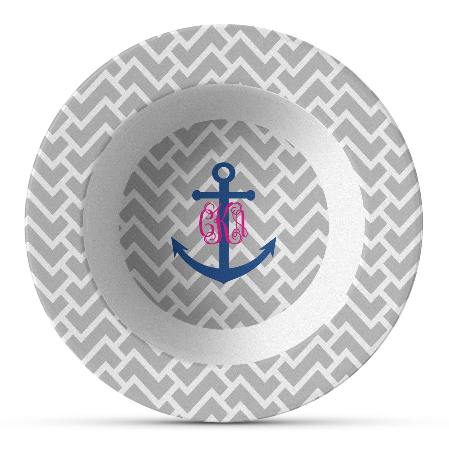 Personalized Monogram Anchor Plastic Bowl - Microwave Safe - Composite Polymer