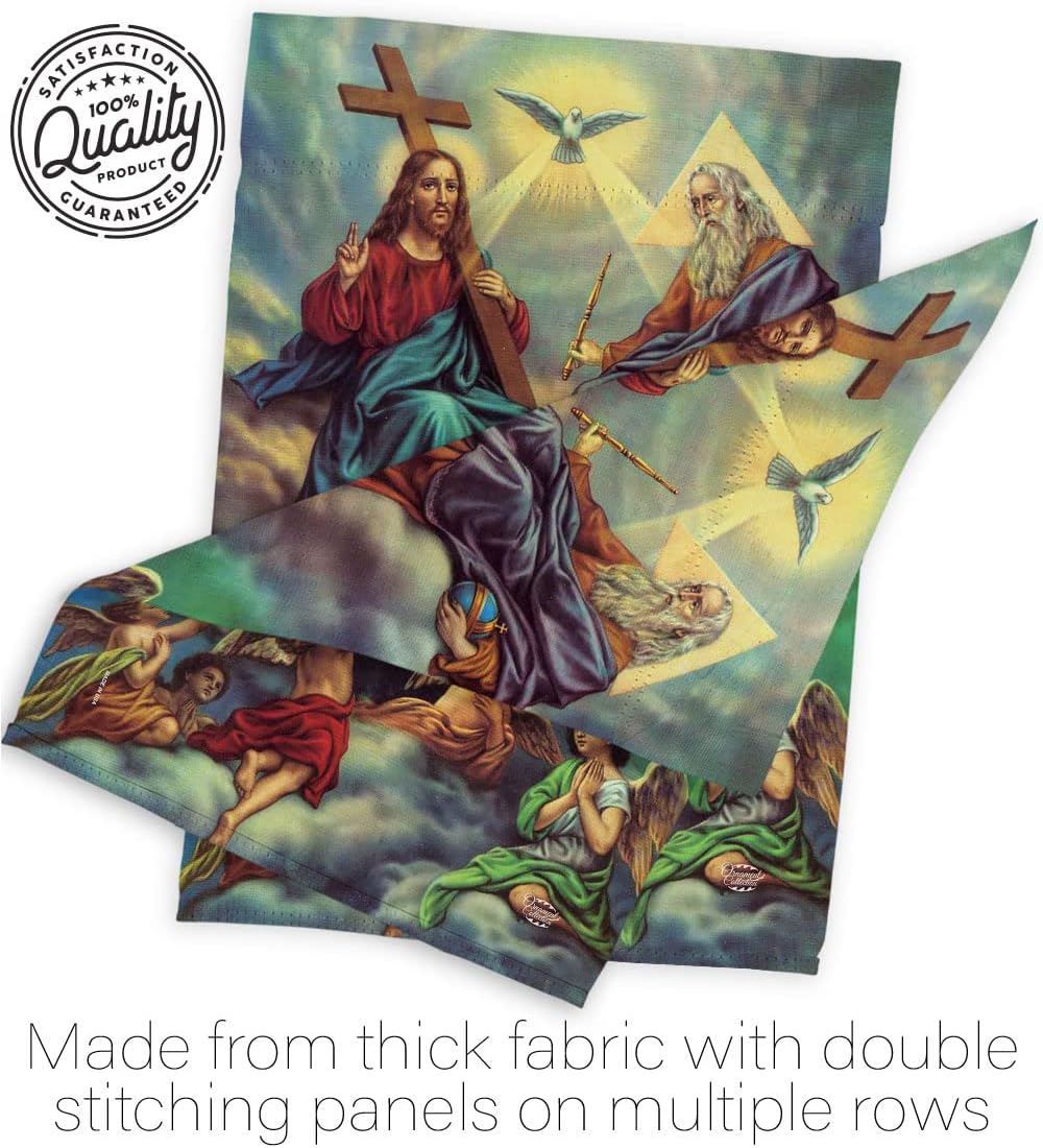The Holy Trinity House Flag 2 pcs Pack Catholic Gift Home Decor Religious Banner Faith Hope Grace Peace Dove Religion Easter Lawn Porch Outdoor Wall Tapestry Indoor House Banner Small Christian Decoration Made In USA