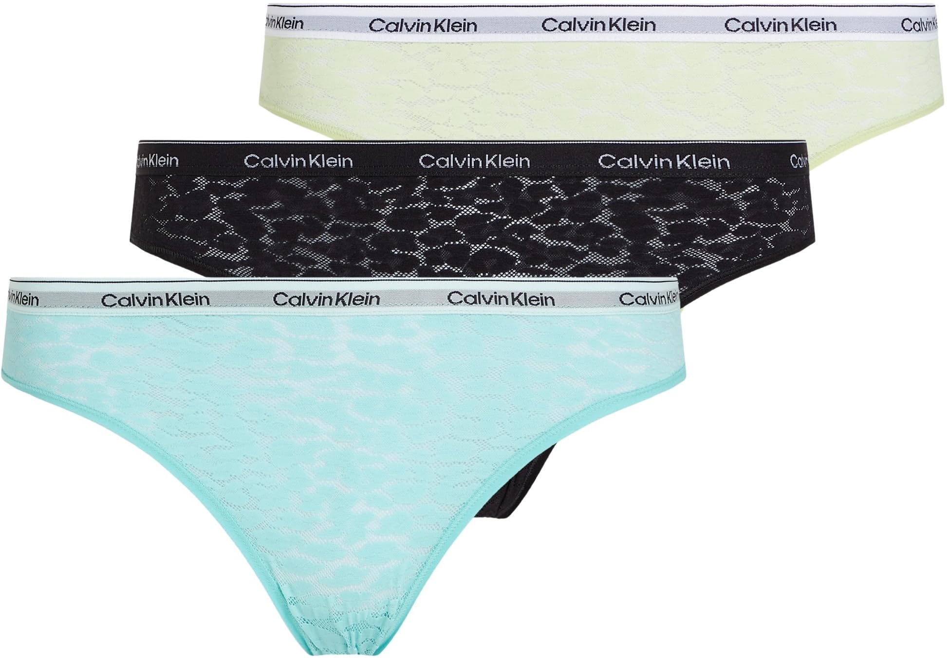 Calvin Klein Damen 3er Pack Brazilian Slips Low-Rise Unterwäsche, Mehrfarbig (Black/Highline Green/Beau Blue/), 3XL