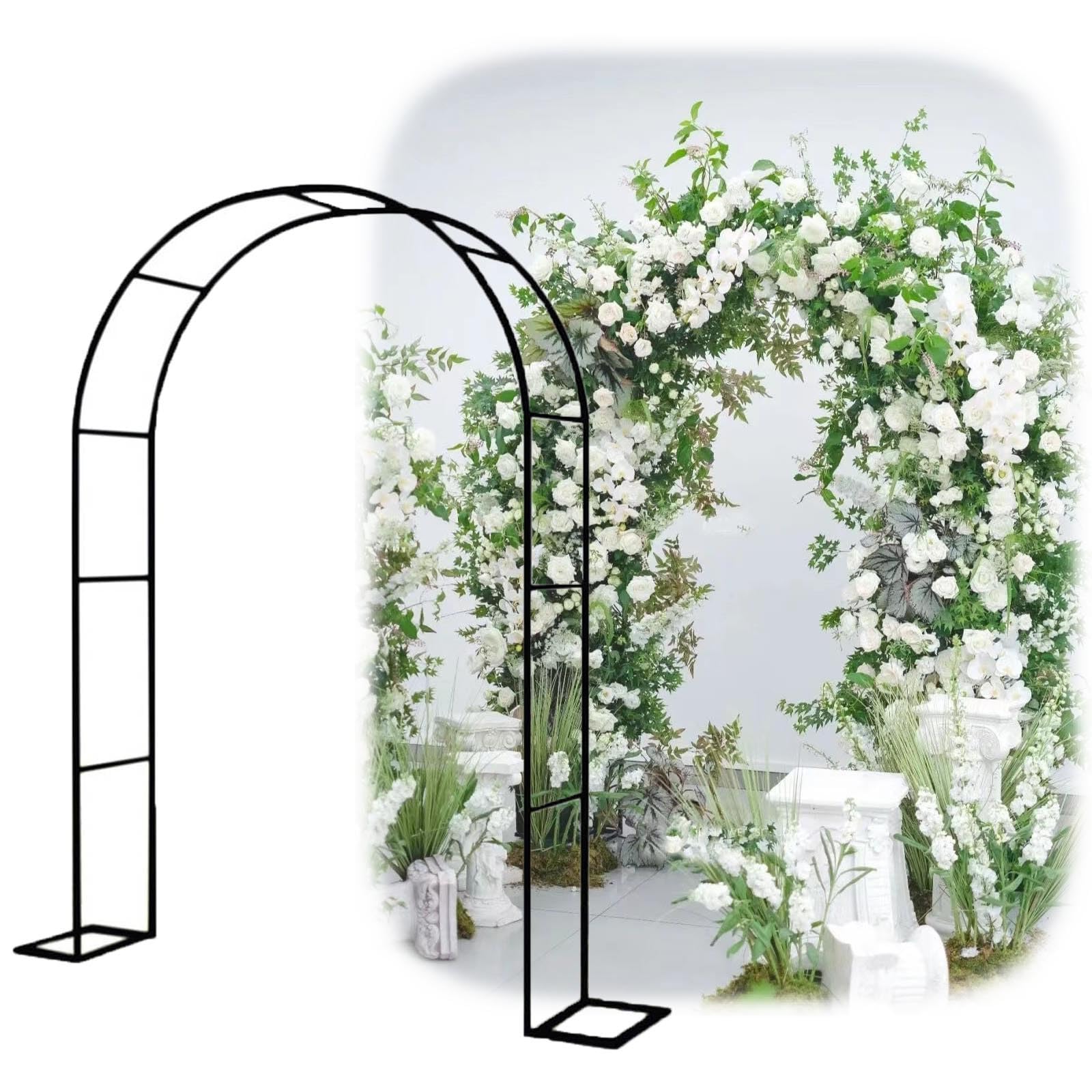 Gartenbogen aus Metall, 240 cm, Rankhilfe für Kletterpflanzen, Rosen und Reben, starke Unterstützung für Gartenparty-Dekoration, Eisenlaube für Blumen und Pflanzen