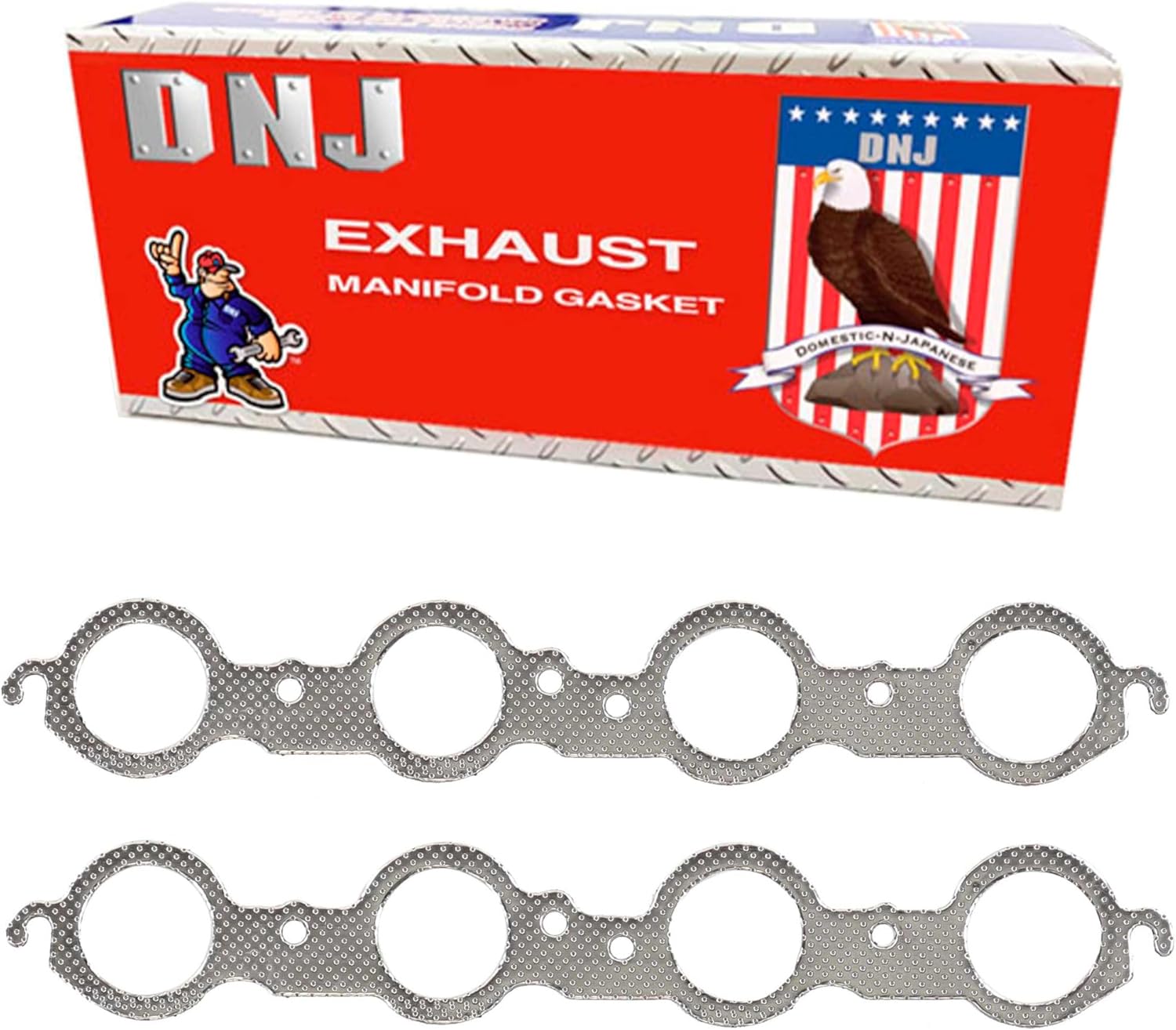 DNJ EG3165 Exhaust Manifold Gasket Set for 1997-2017 Buick, Cadillac, Chevrolet, GMC, Hummer, Isuzu, Pontiac, Saab 9-7x, Ascender, Avalanche 4.8L-6.2L V8 16V OHV 5328cc