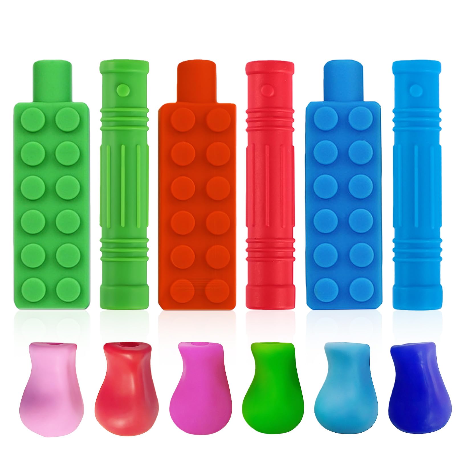 ANSUG 12 Stück kauschutz Stifte, Bleistift Kauen, Pencil Topper Chew, Stift Kauaufsätze, Stifthalter Hilfe