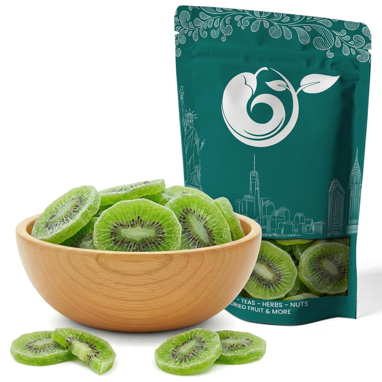 NY Spice Shop Dried Kiwi Slices 1lb - Natural Chewy Tropical Fruit for Snacking, Trail Mix, Baking & Smoothies