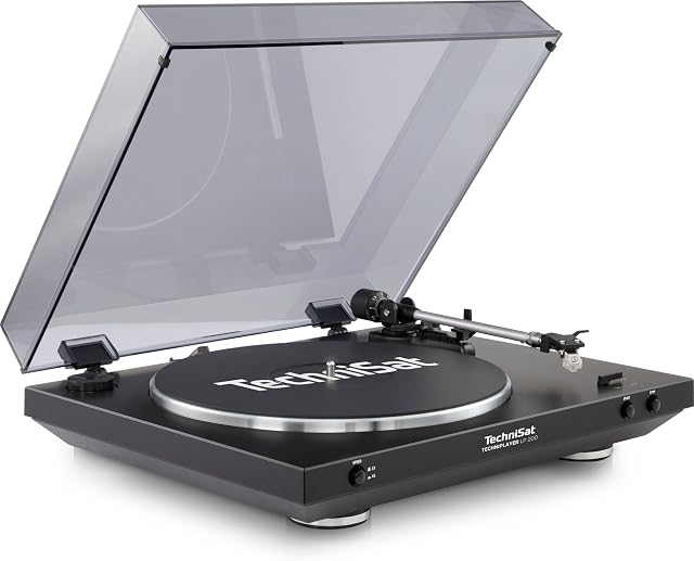 TechniSat TECHNIPLAYER LP 200  w pełni automatyczny gramofon (z wyjściem USB i funkcją digitalizacji, prędkość obrotowa: 33/45 obr./min, napęd pasowy z aluminiowym talerzem), czarny
