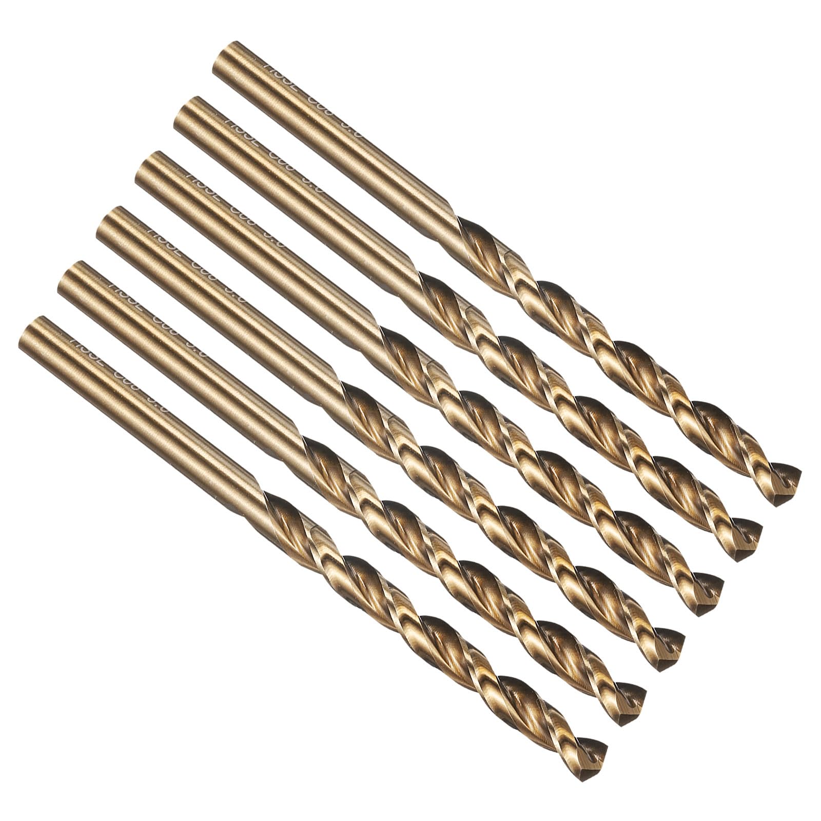 PATIKIL 5.5mm Drill Bit, M42 8% Cobalt High-Speed Steel Jobber Straight Shank 135° Gold Finish for Hard Metal High-temperature Titanium Alloy - 6 Pack