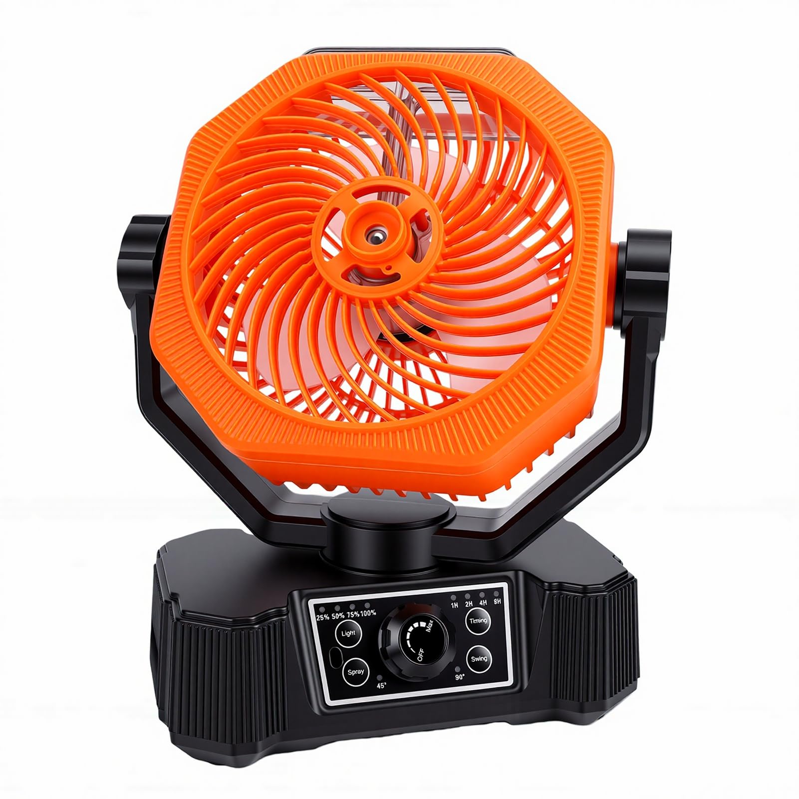 Ausla Ventilateur Brumisateur Solaire, Ventilateur de Refroidissement Portable Rechargeable à 8 Vitesses avec Lumière LED, Réservoir D’eau de 180 Ml, Batterie de 10 000 MAh, pour