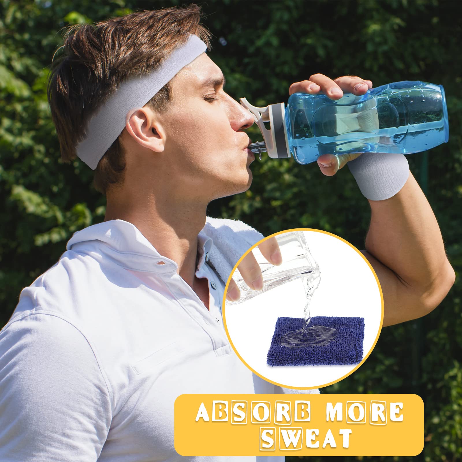 Set di 72 fasce per il sudore, tra cui 24 fasce sportive e 48 braccialetti in cotone, fascia per il sudore in cotone colorato, set per uomini e donne