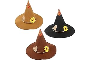 3 Pack Halloween Scarecrow Hats: Sunflower Felt Scarecrow Witch Hat for Costume