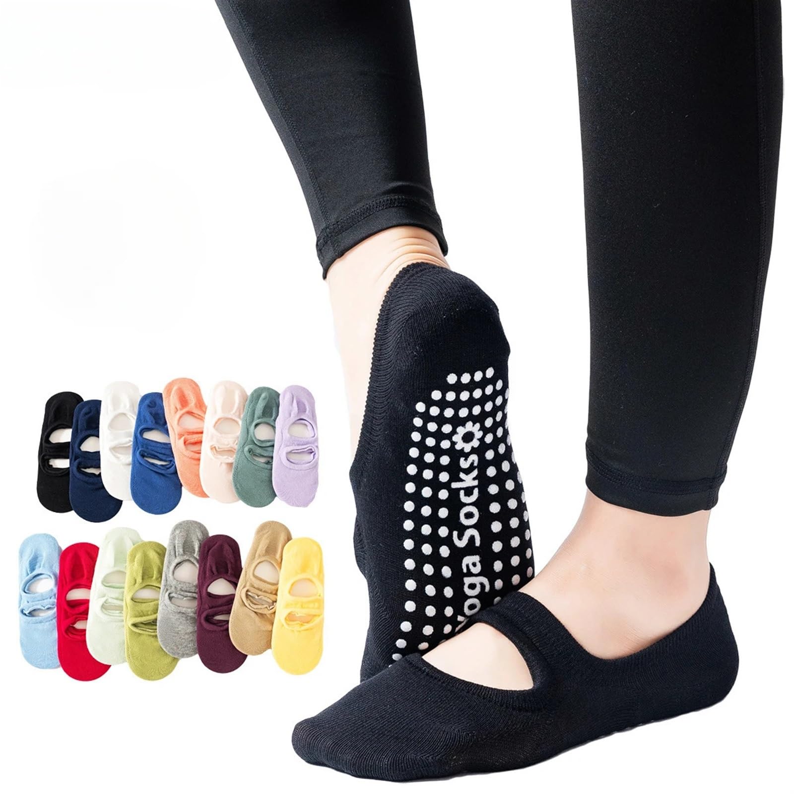 Calcetines de yoga con agarres para mujer, antideslizantes, para pilates