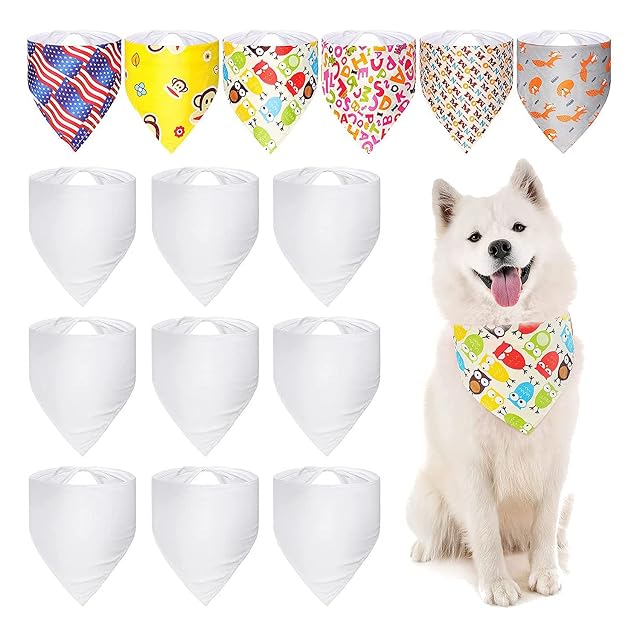 Foto 7 de 8 de YUMIN 15 Piezas Bandanas para Mascotas en Blanco para SublimacióN Transferencia de Lavable DIY TriáNgulo…