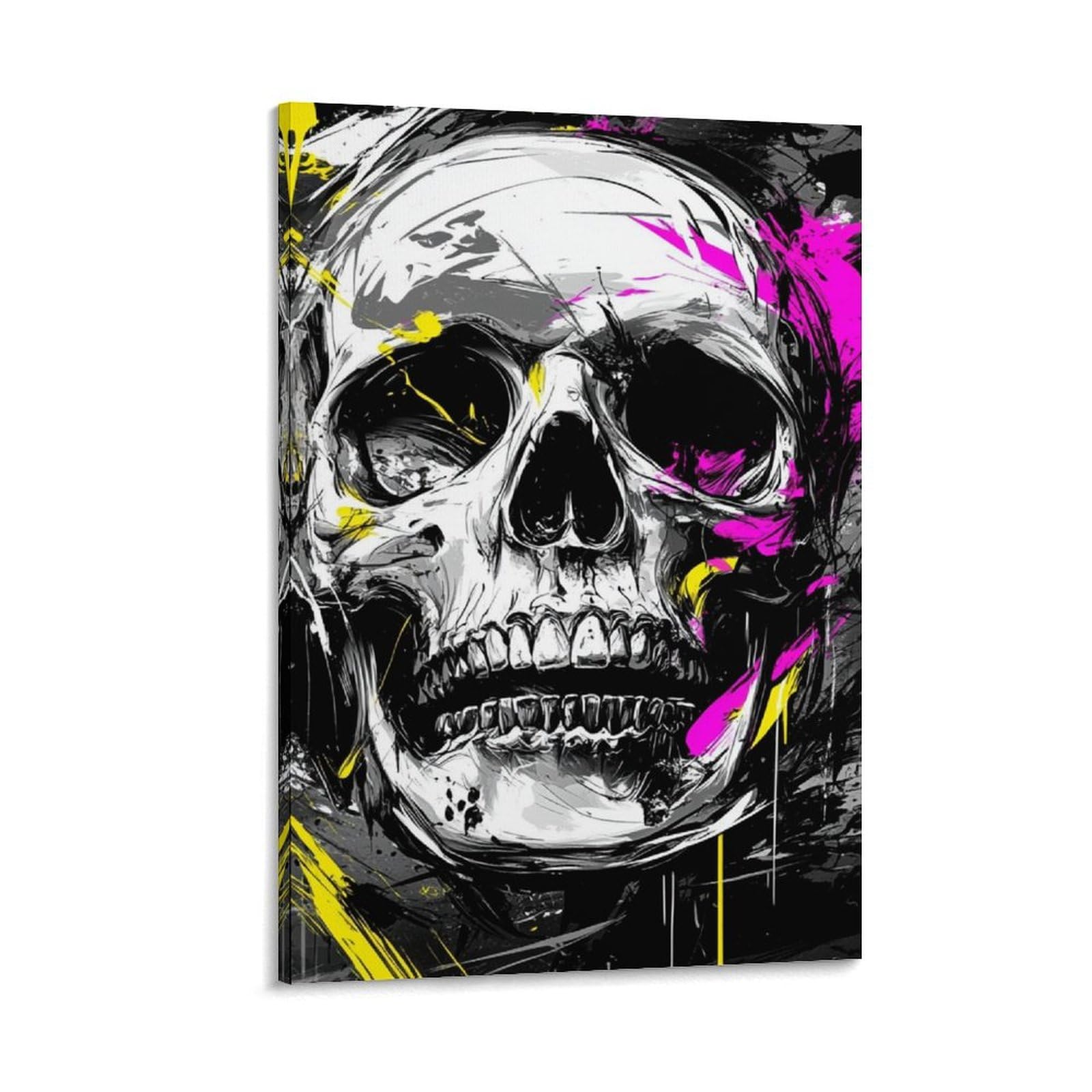 DHBANEIOK Skull Canvas Wall Art Customised Personalised Photo on Canvas for Bedroom Room Picture Digitally Printed 16x24inch(40x60cm)