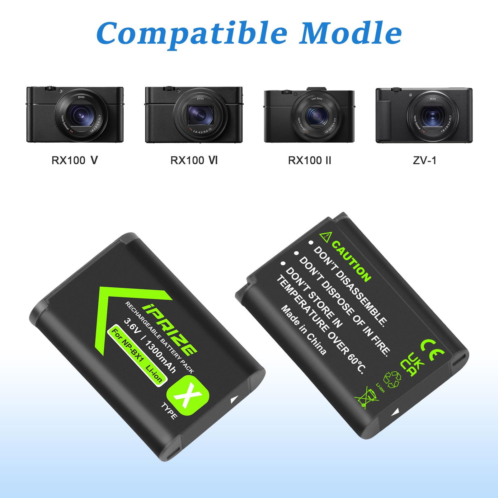 2 x akumulator NP-BX1 1300 mAh i ładowarka do Sony ZV-1, Cyber-Shot DSC-RX100 (II/III/IV/V/VA/VI/VII), DSC-WX500 HX300, HX400V, WX300, WX350, HDR-AS15, AS15, AS15 B, AS15S, BBAS30V