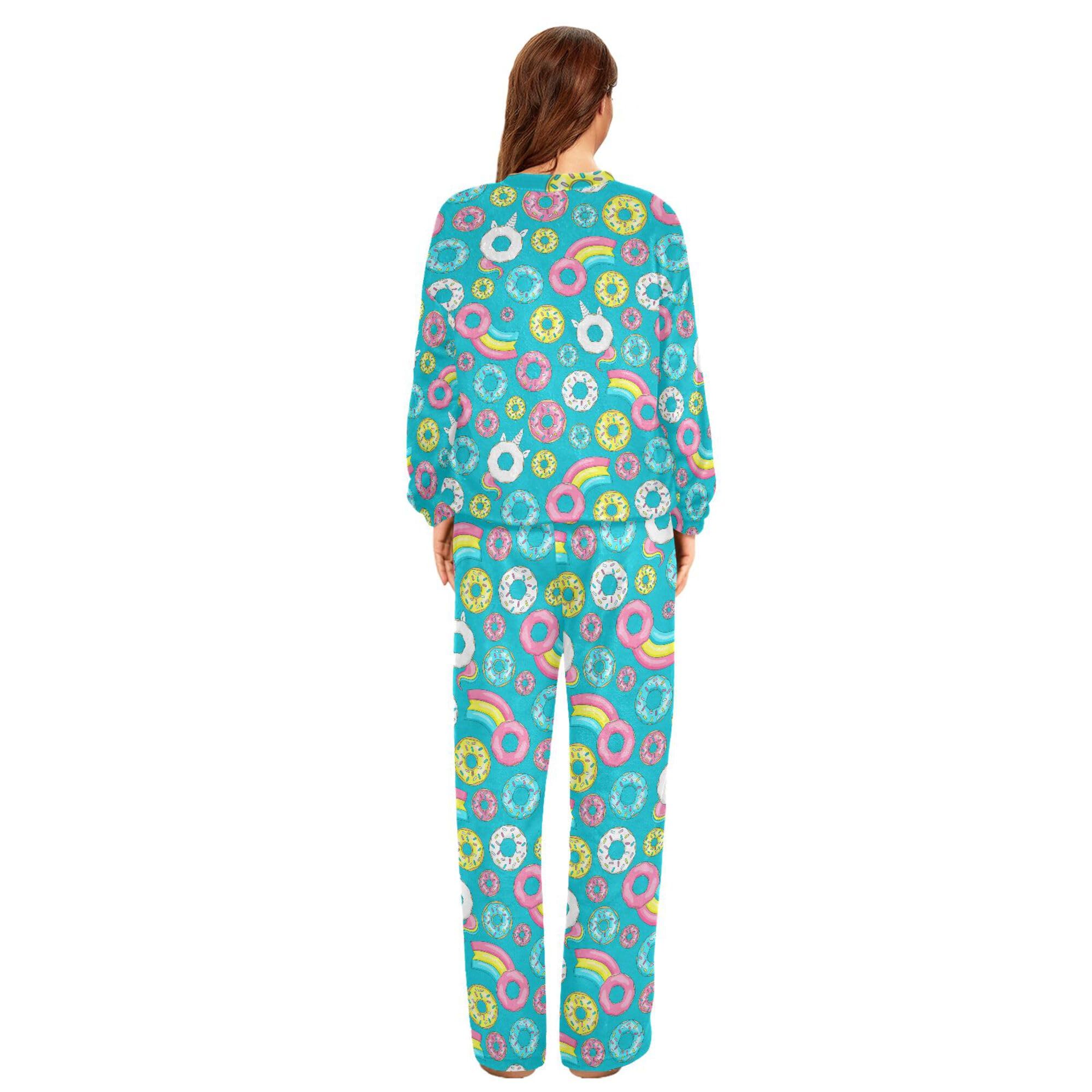 ALAZA Conjunto de pijama de forro polar para mujer, diseño de pato amarillo, manga larga, ropa de dormir de dos piezas, ropa de dormir térmica, pijama súper suave, talla S
