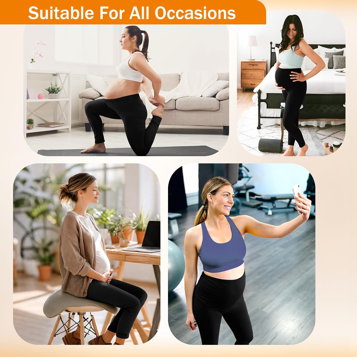 SINOPHANT Maternity Fleece Lined Leggings Over The Belly with Pockets,Thermal Womens Pregnancy Workout Pants Warm Winter