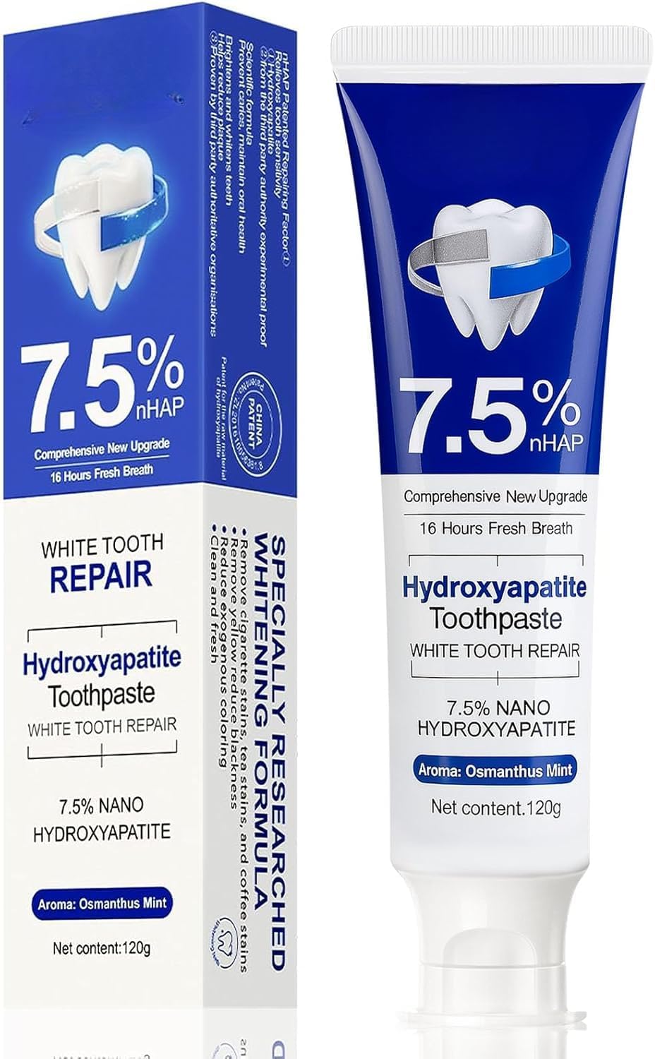 fluoride-free nano hydroxyapatite toothpaste 75g | enamel support toothpaste for sensitive teeth | mild mint for fresh breath | gentle daily oral hygiene & cleaning | nano hydroxyapatite