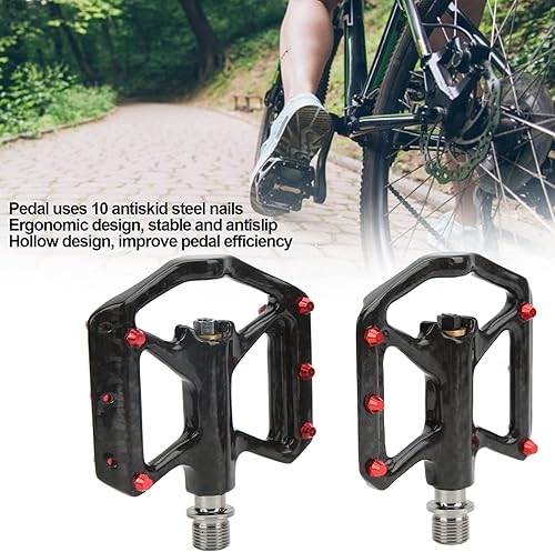 Miniatura 2 de Pedales de bicicleta, 1 par de pedales de fibra de carbono con tres rodamientos eje para bicicletas de carretera MTB